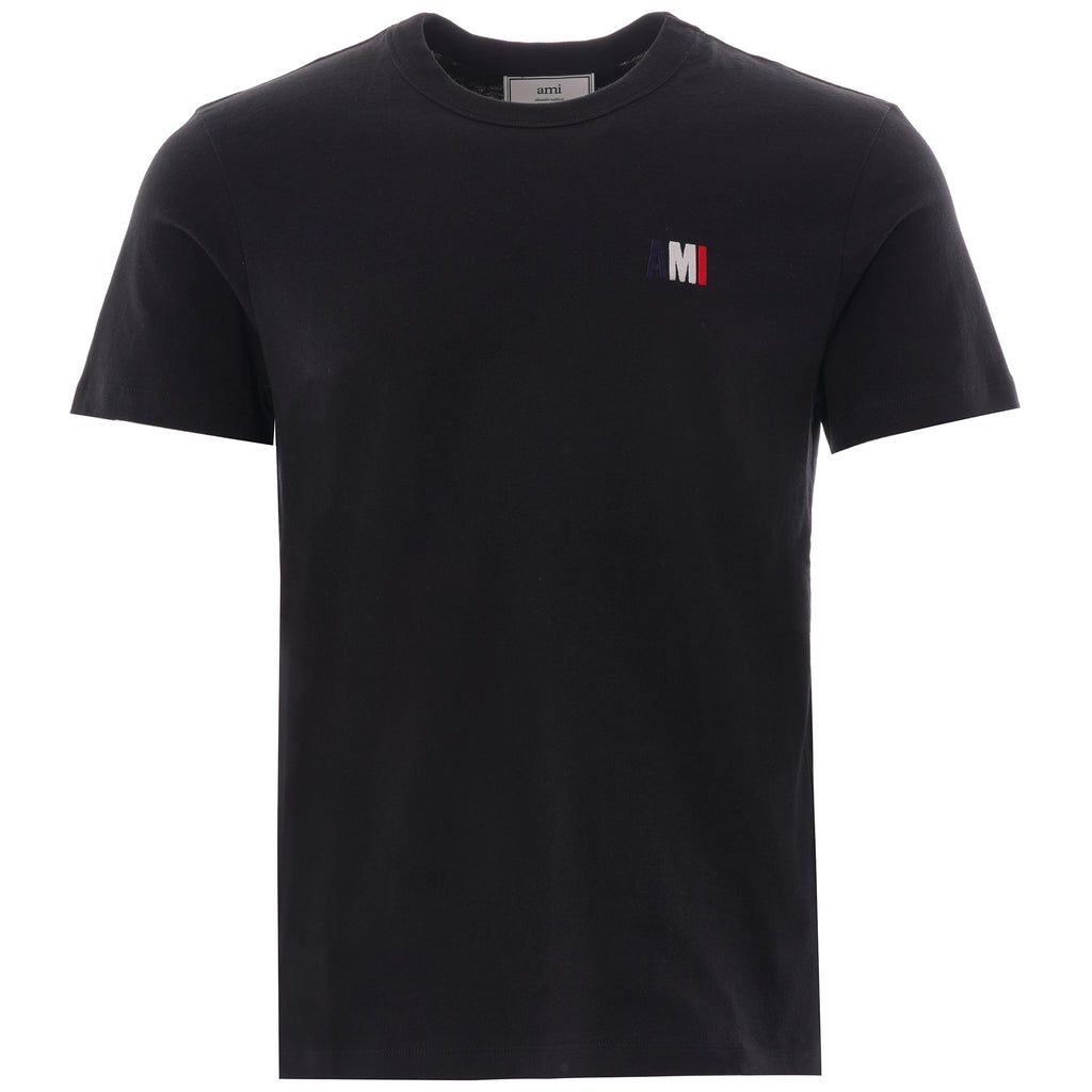 AMI Logo Embroidered Cotton T-shirt - Black