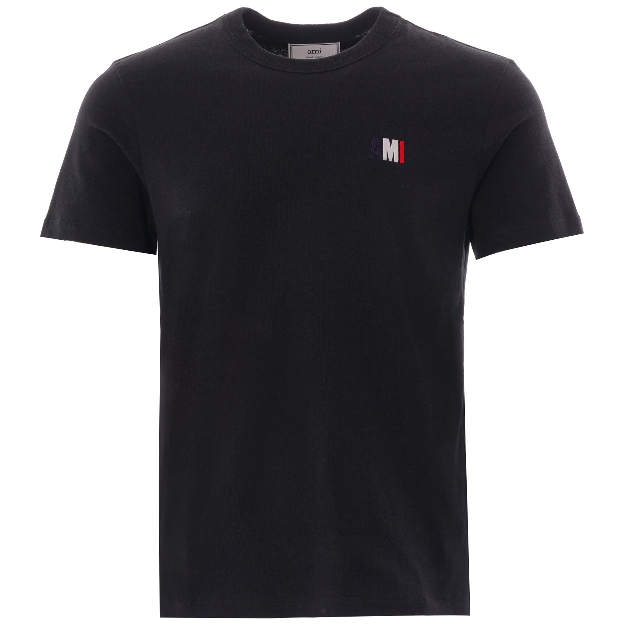 AMI Logo Embroidered Cotton T-shirt - Black