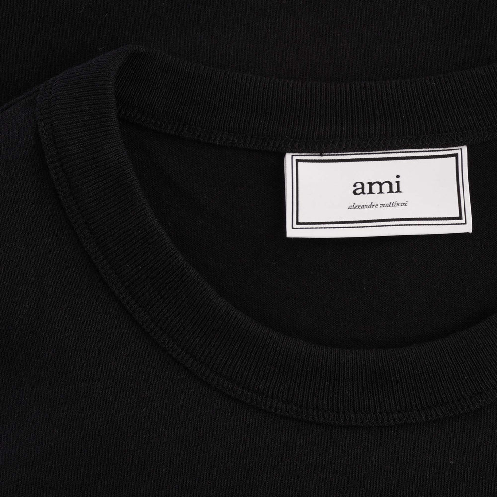 AMI Logo Embroidered Cotton T-shirt - Black