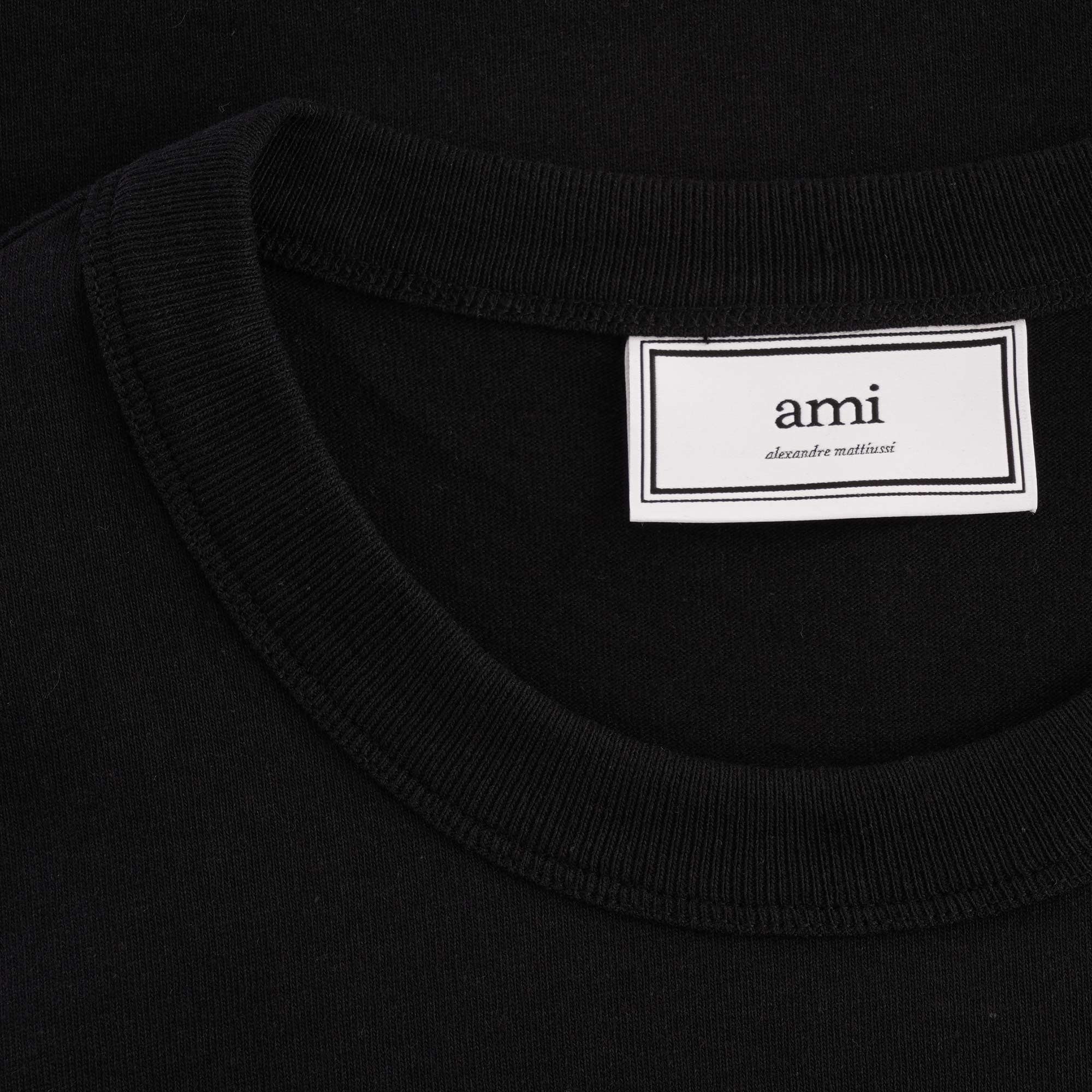 AMI Logo Embroidered Cotton T-shirt - Black