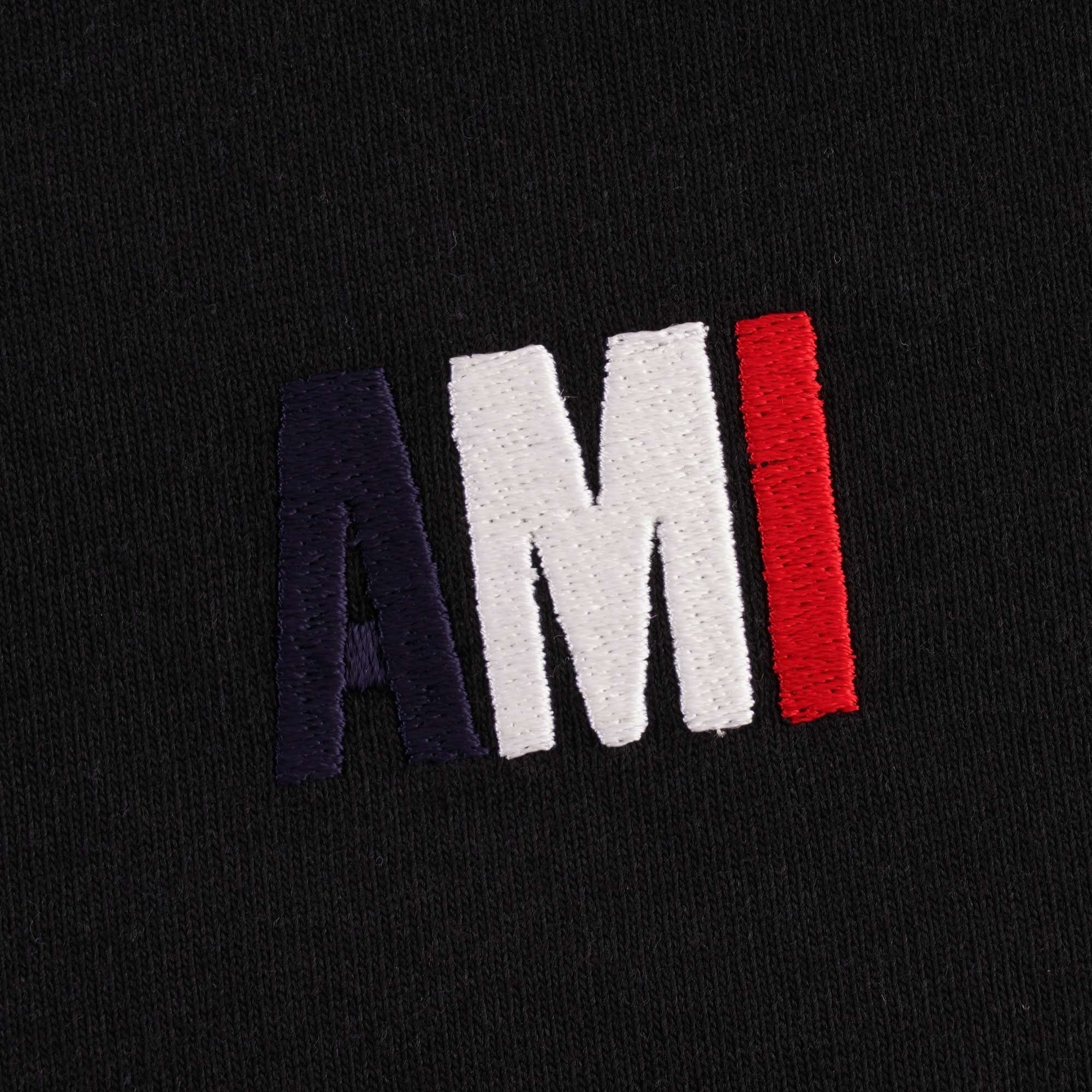 AMI Logo Embroidered Cotton T-shirt - Black