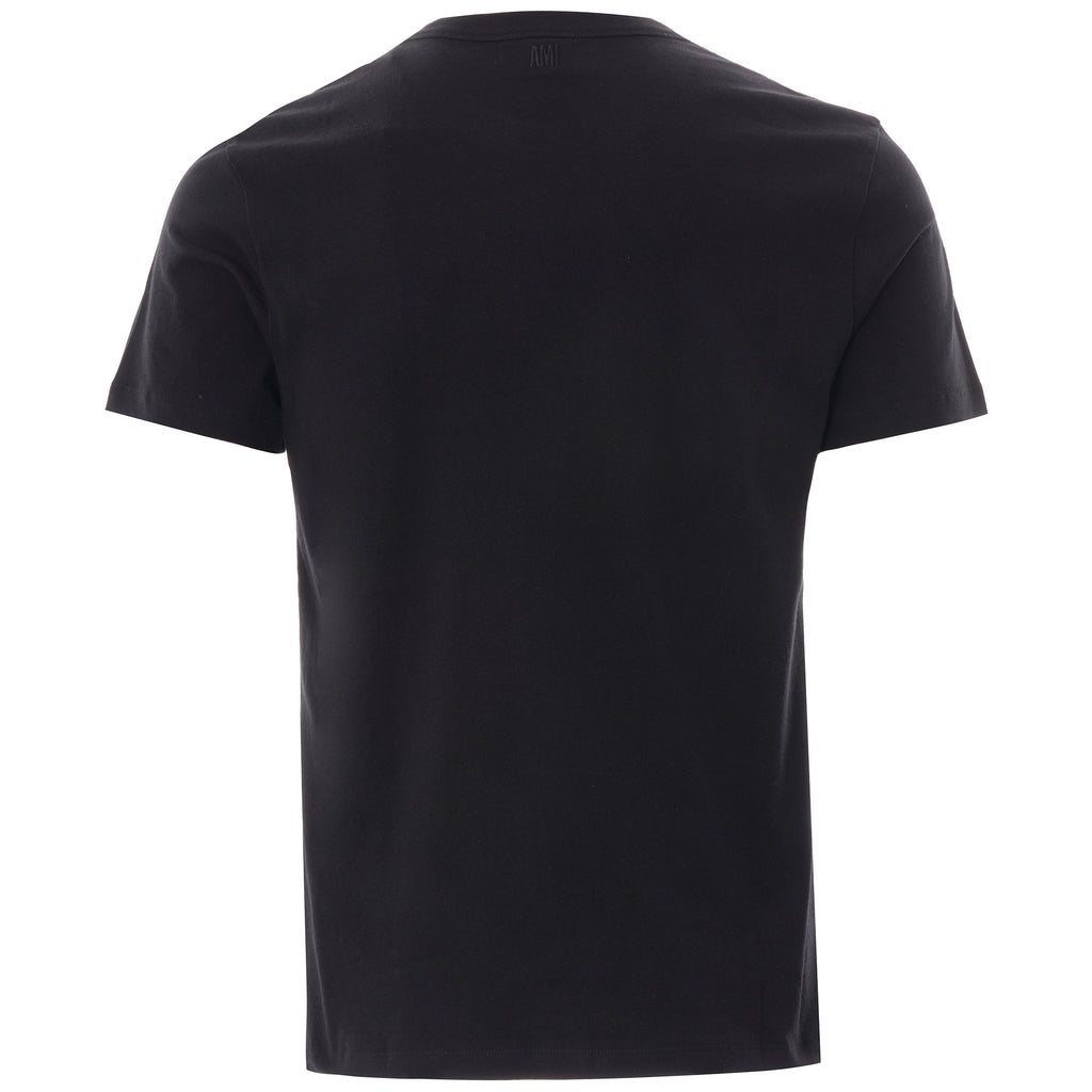 AMI Logo Embroidered Cotton T-shirt - Black