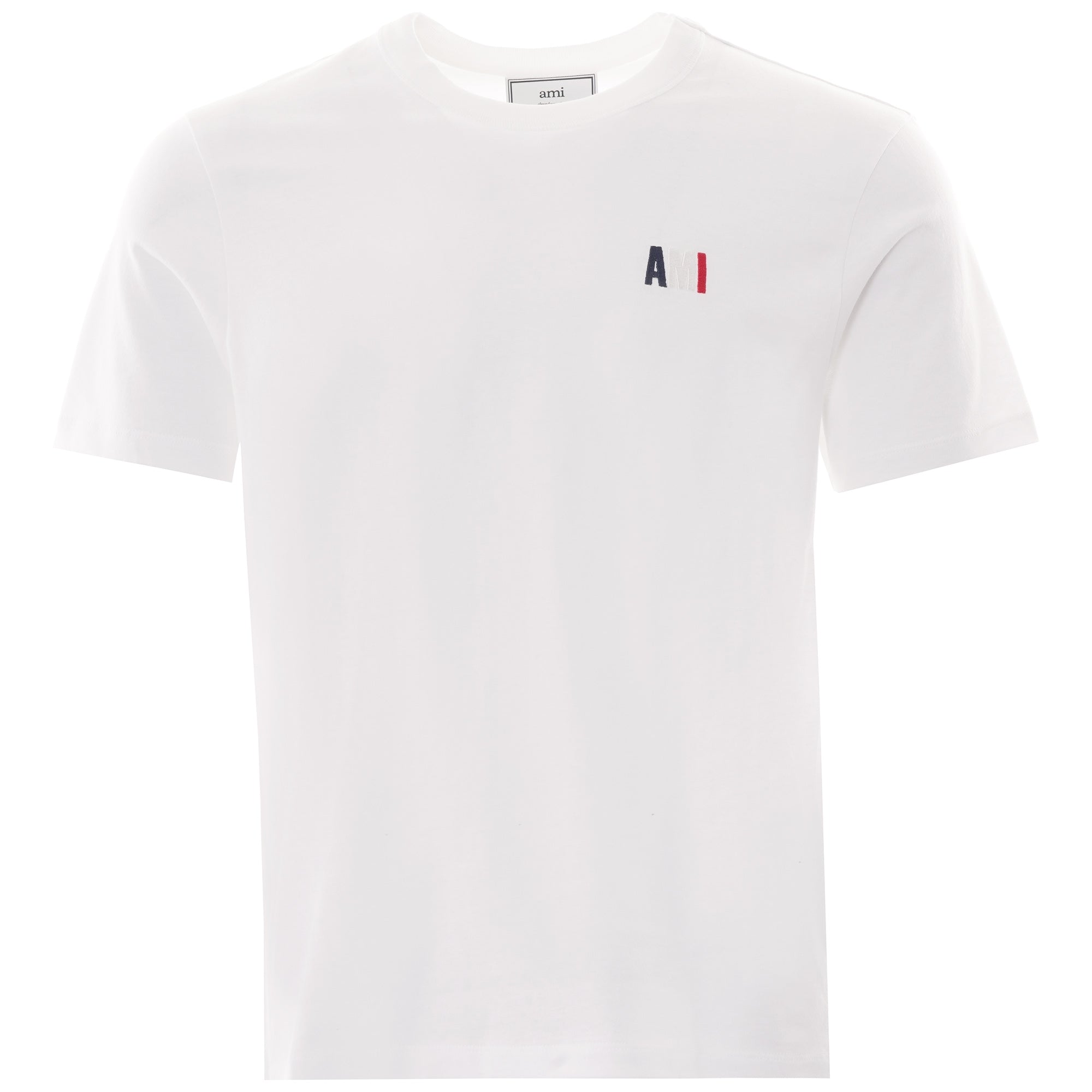 AMI Logo Embroidered Cotton T-shirt - White – Stuarts London