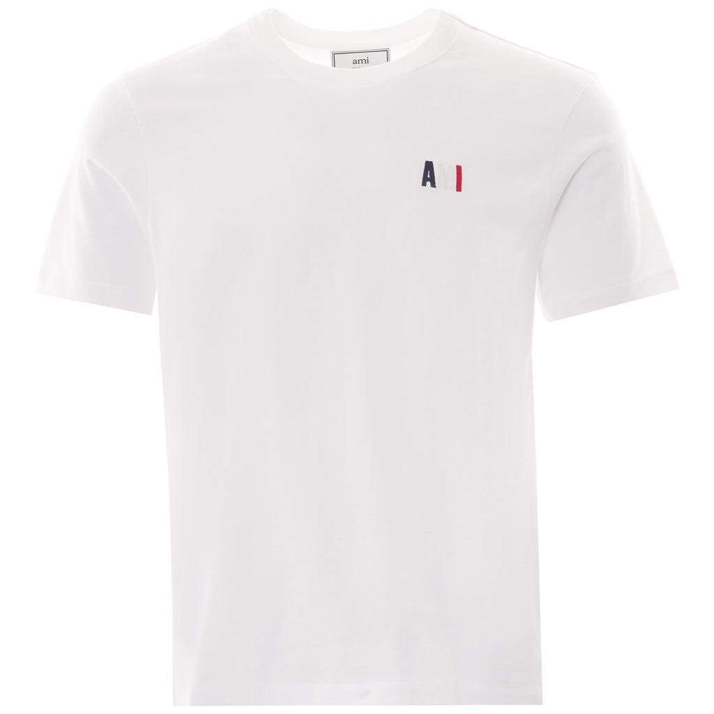 AMI Logo Embroidered Cotton T-shirt - White