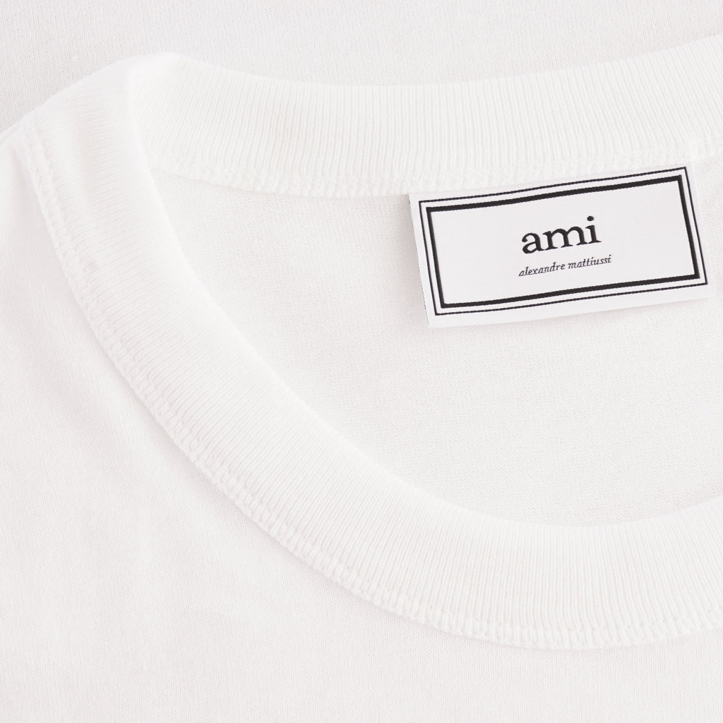 AMI Logo Embroidered Cotton T-shirt - White