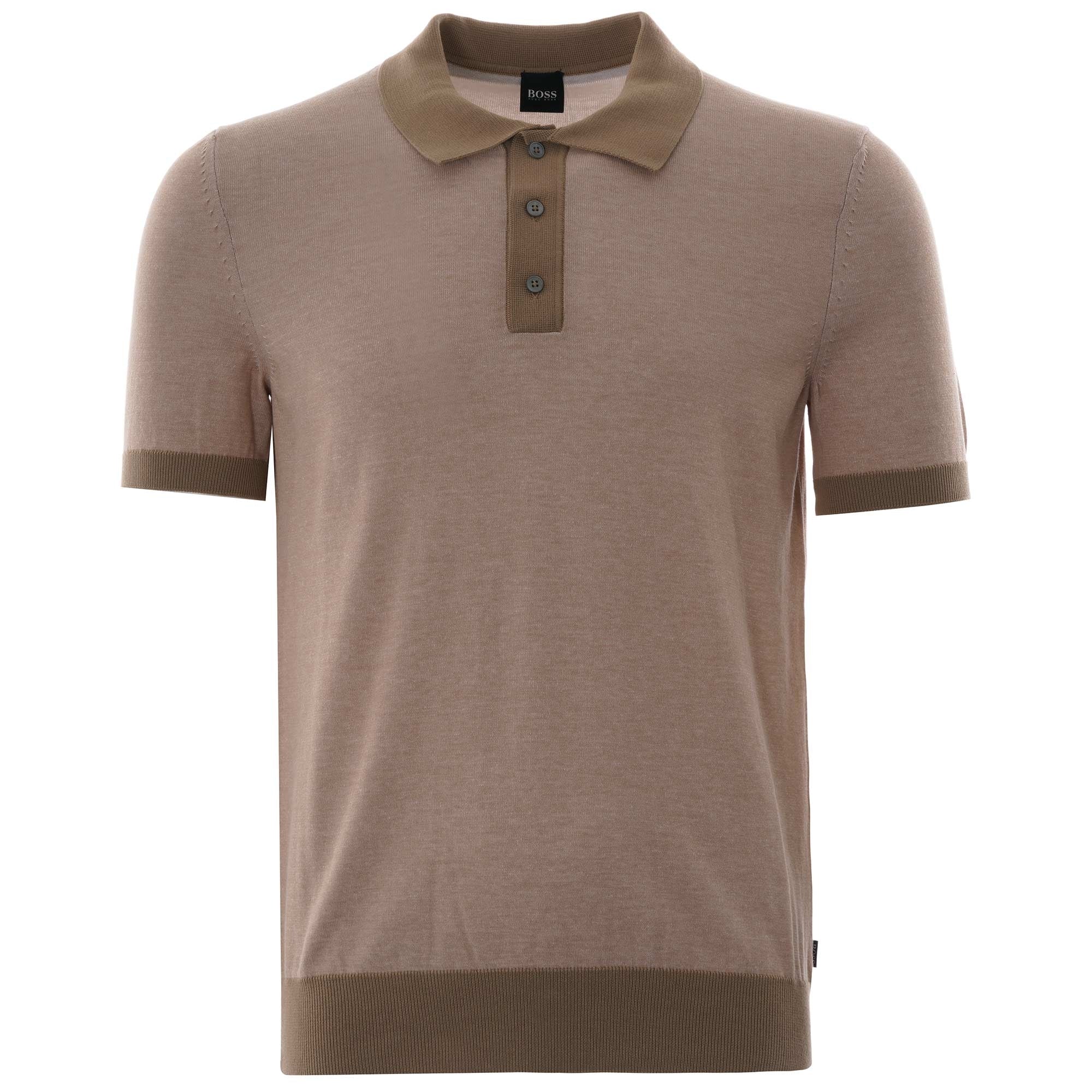 Boss Oberti Knitted Polo Shirt - Light Beige