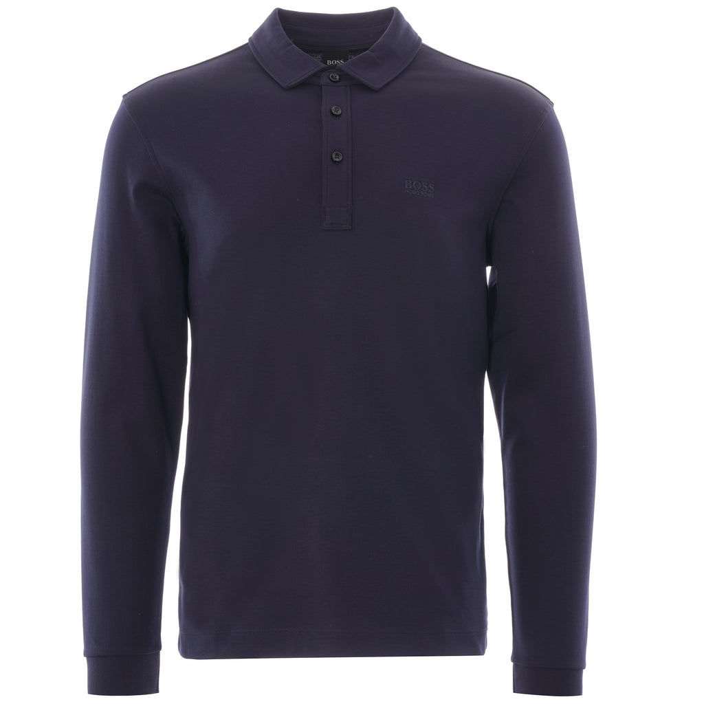 Boss Pickell Long Sleeve Polo Shirt - Dark Blue