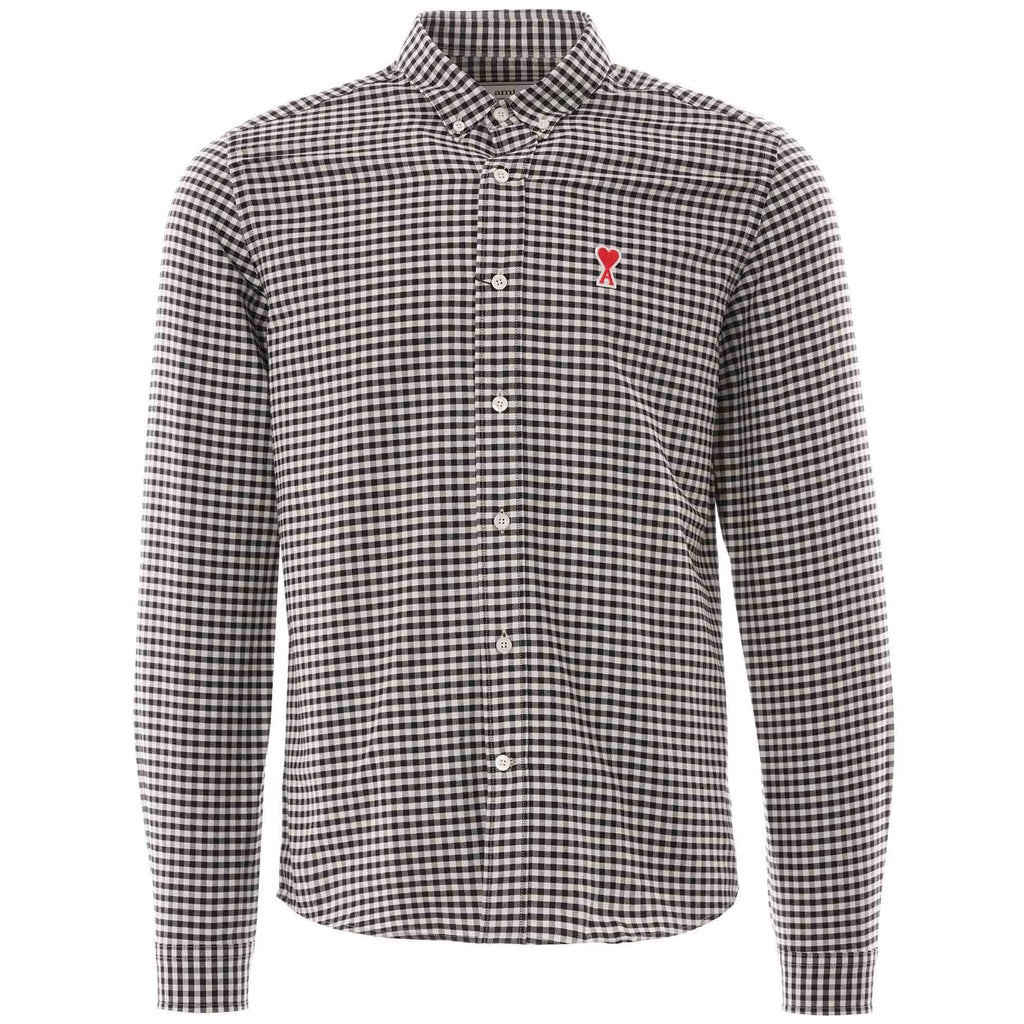 AMI Gingham De Coeur Shirt - Black Check