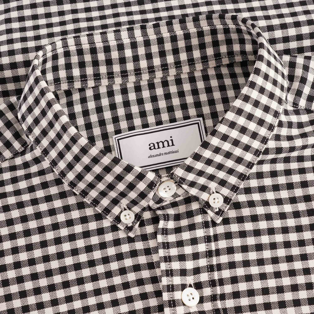 AMI Gingham De Coeur Shirt - Black Check