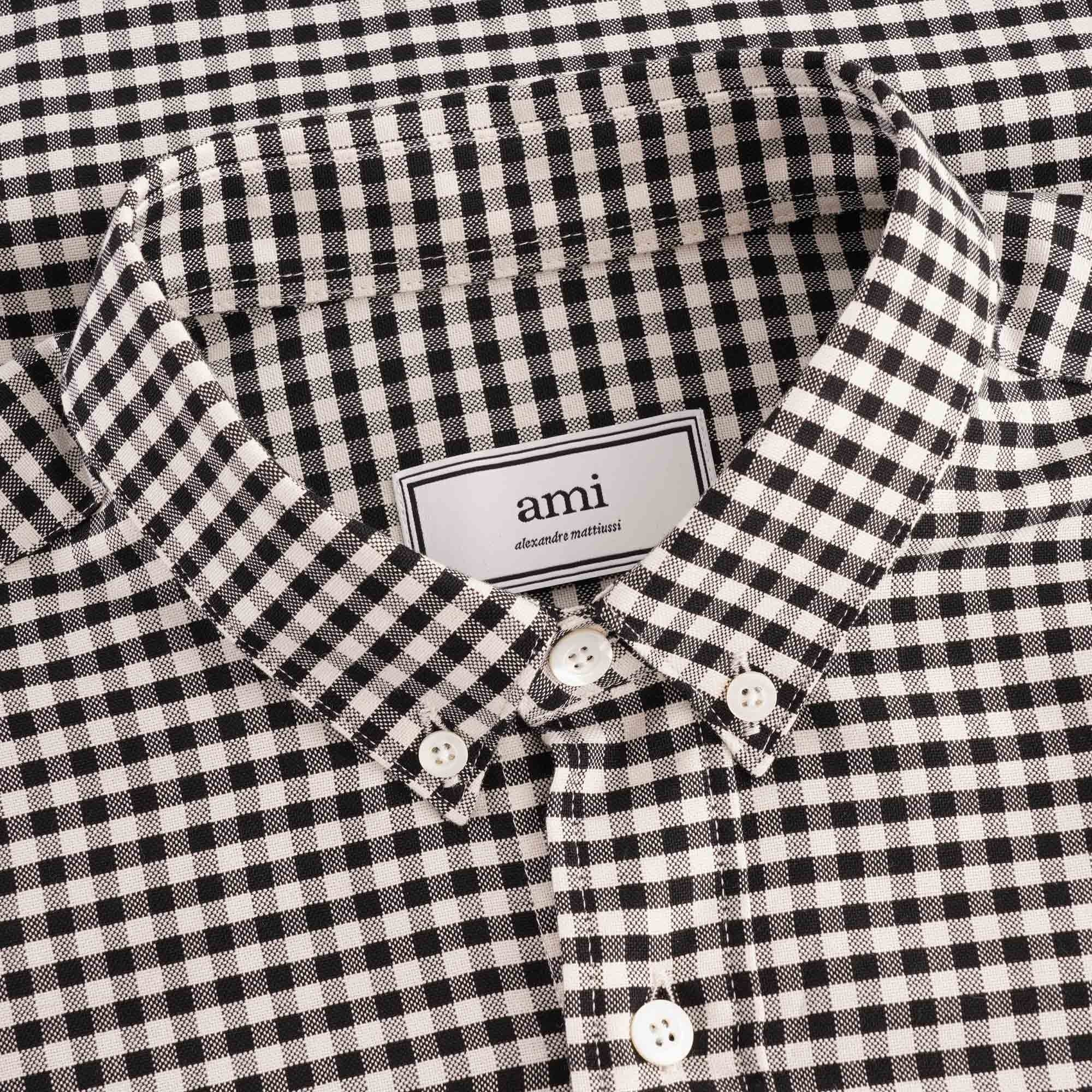 AMI Gingham De Coeur Shirt - Black Check