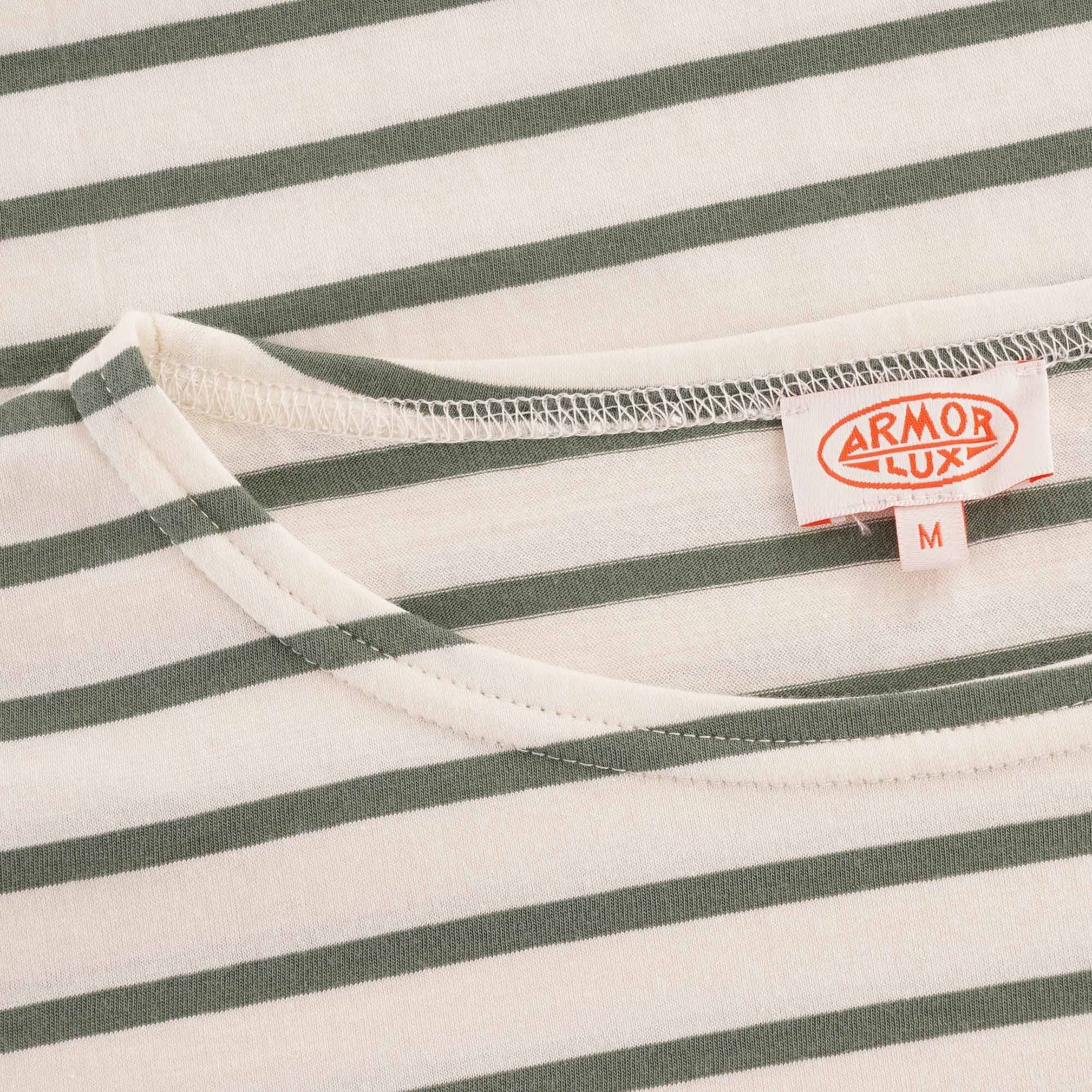 Close-up of the t-shirt's neckline showing the branded label.