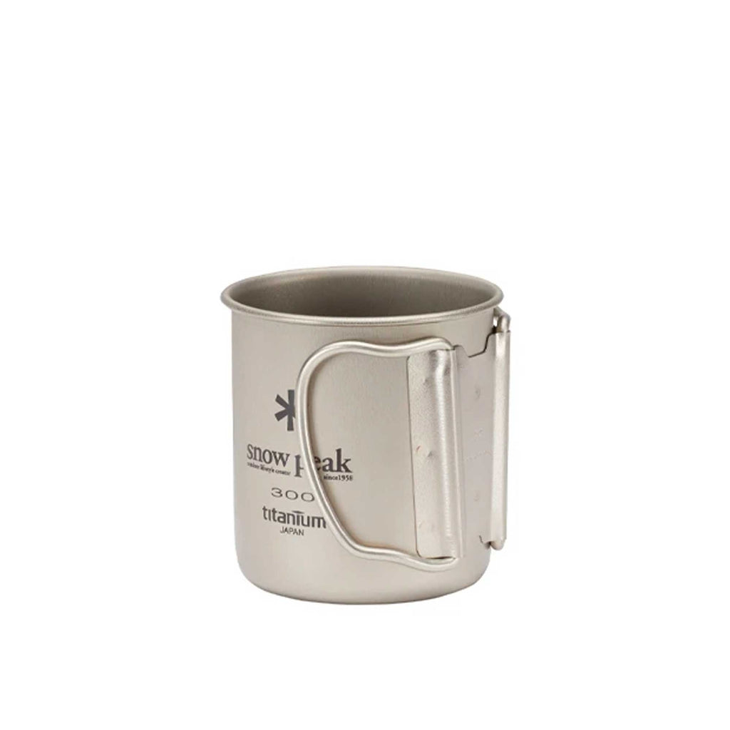 Side profile of a Snow Peak Titanium Single Wall 300 Mug on a white background.