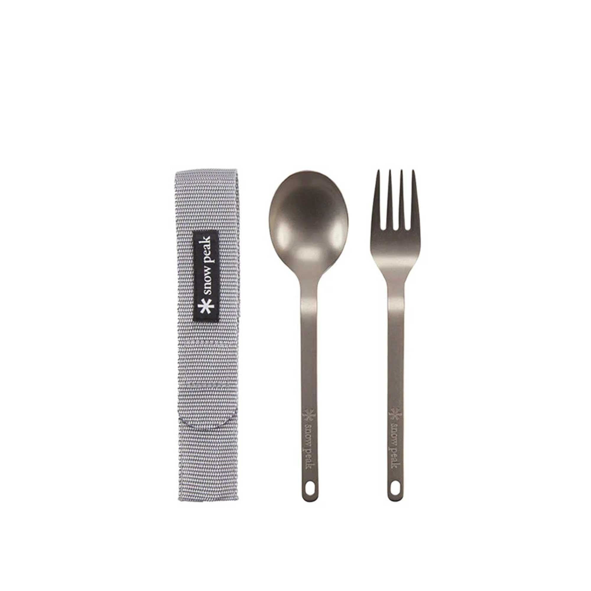 Snow Peak Titanium Fork And Spoon Set - Silver