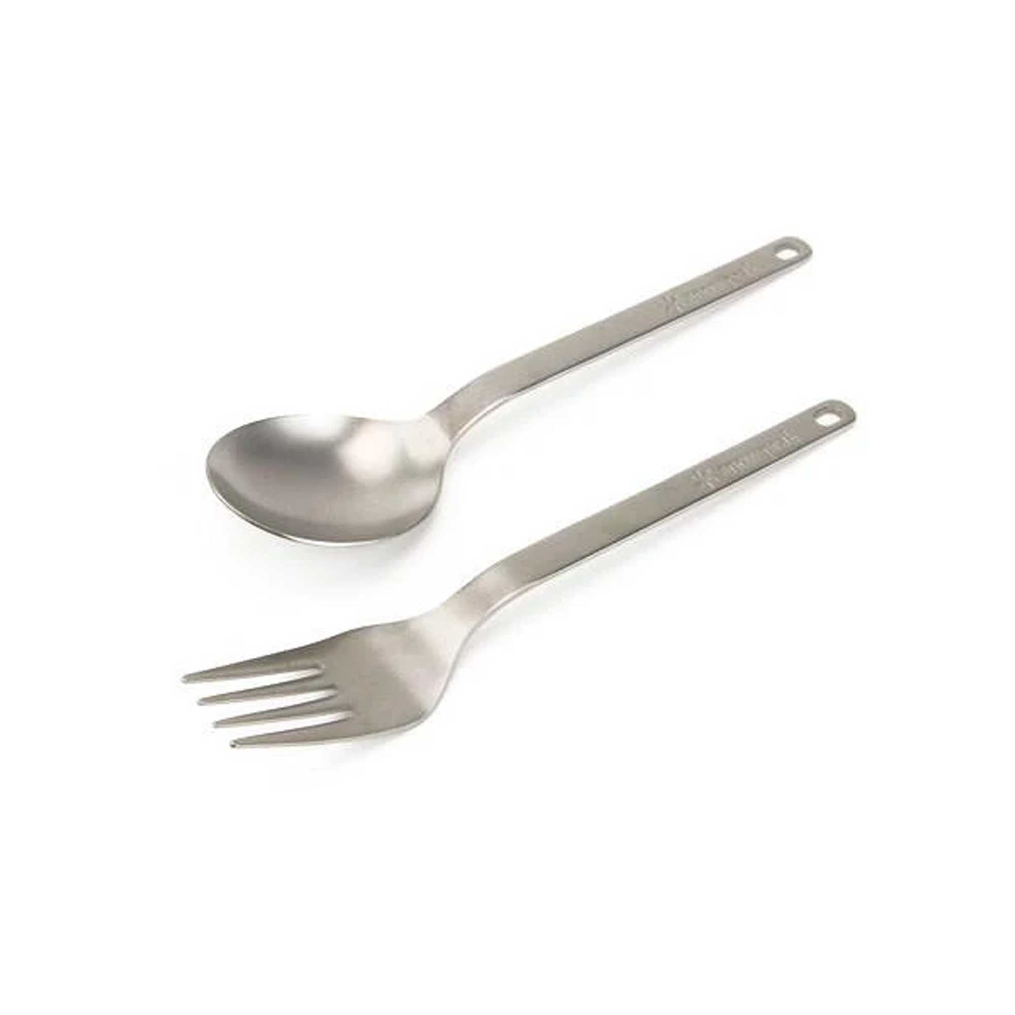 Snow Peak Titanium Fork And Spoon Set - Silver