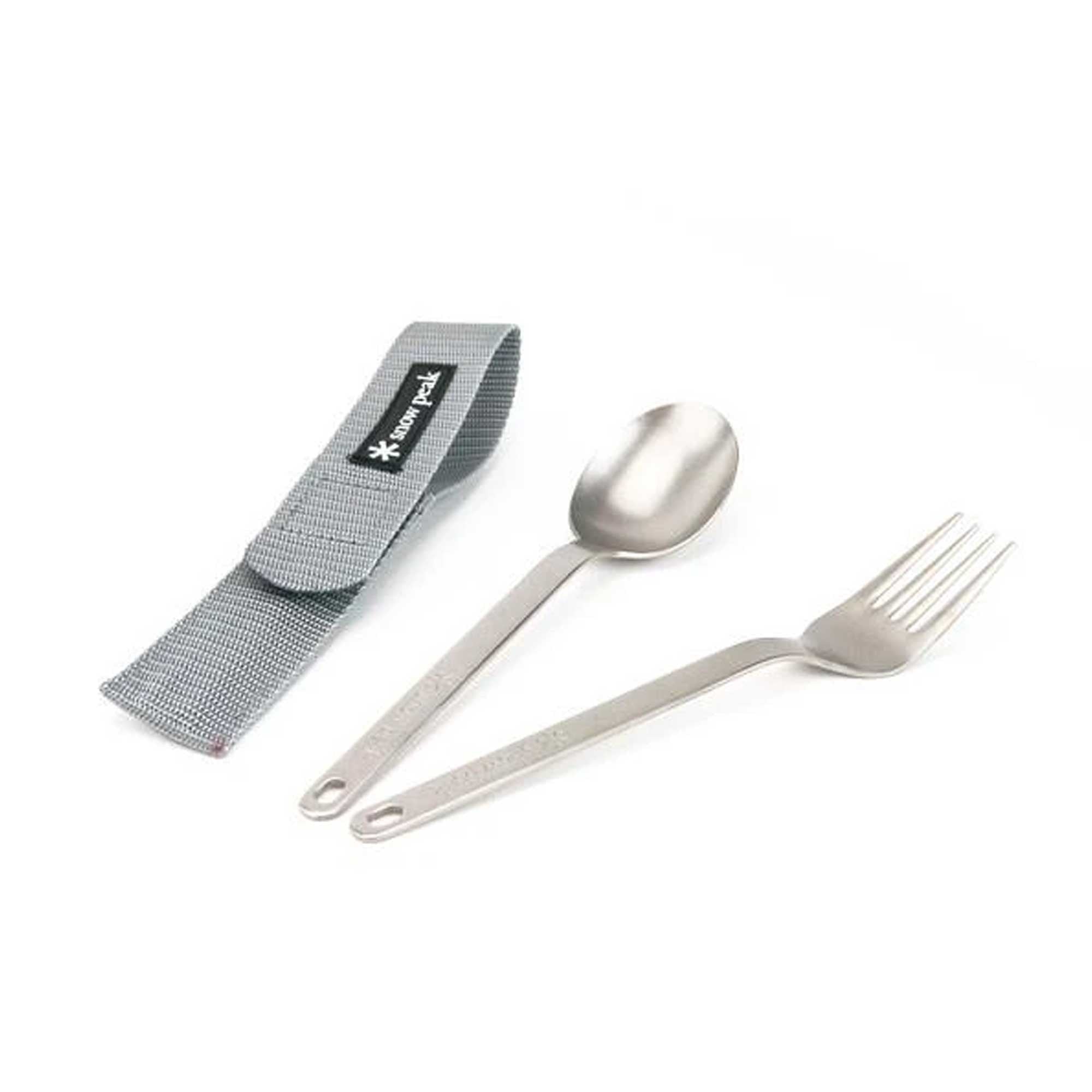 Snow Peak Titanium Fork And Spoon Set - Silver