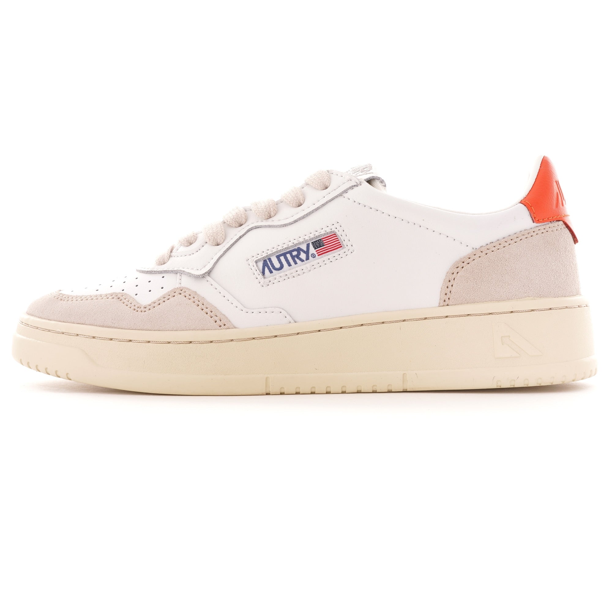Autry Action Shoes Low Leather/Suede - White/Orange