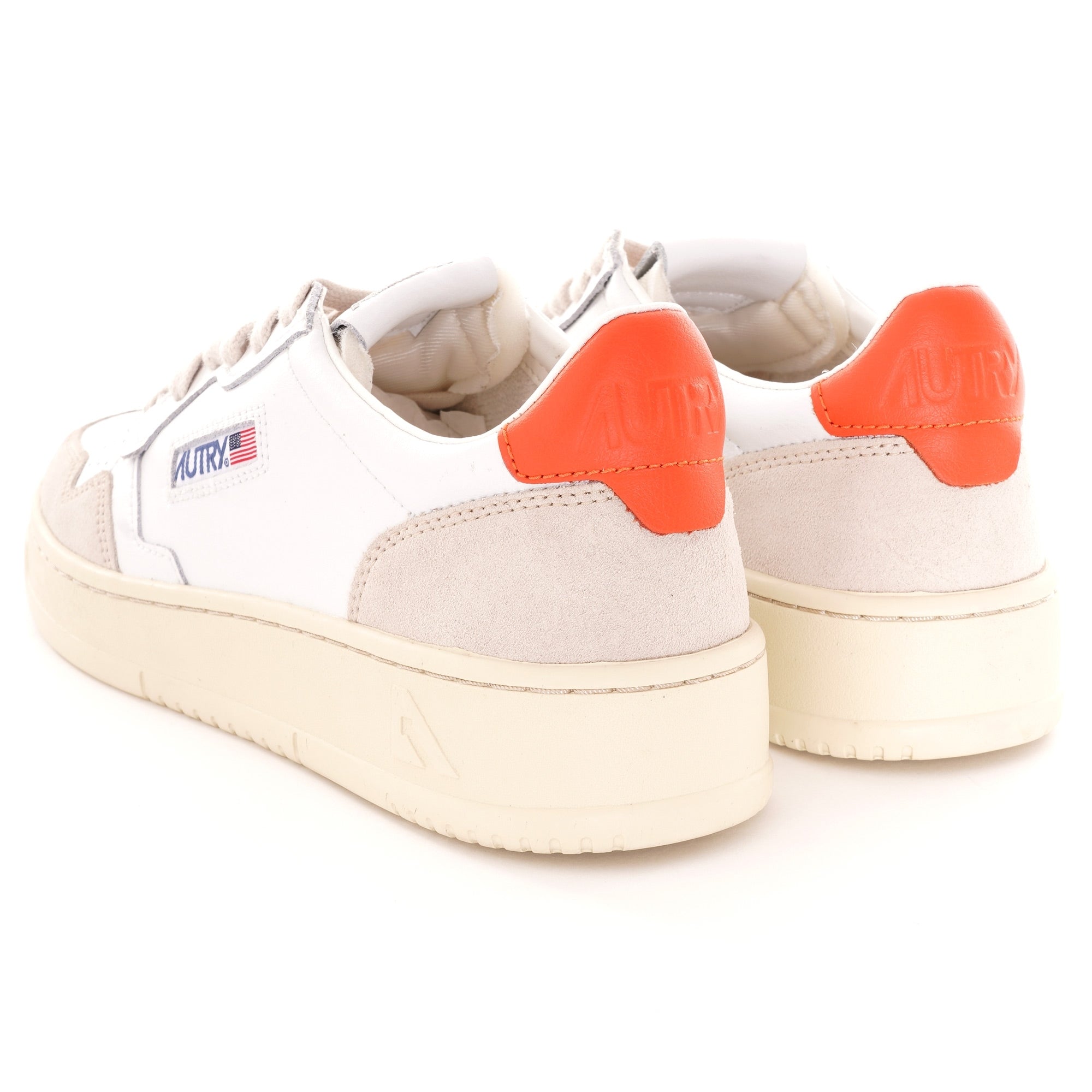 Autry Action Shoes Low Leather/Suede - White/Orange
