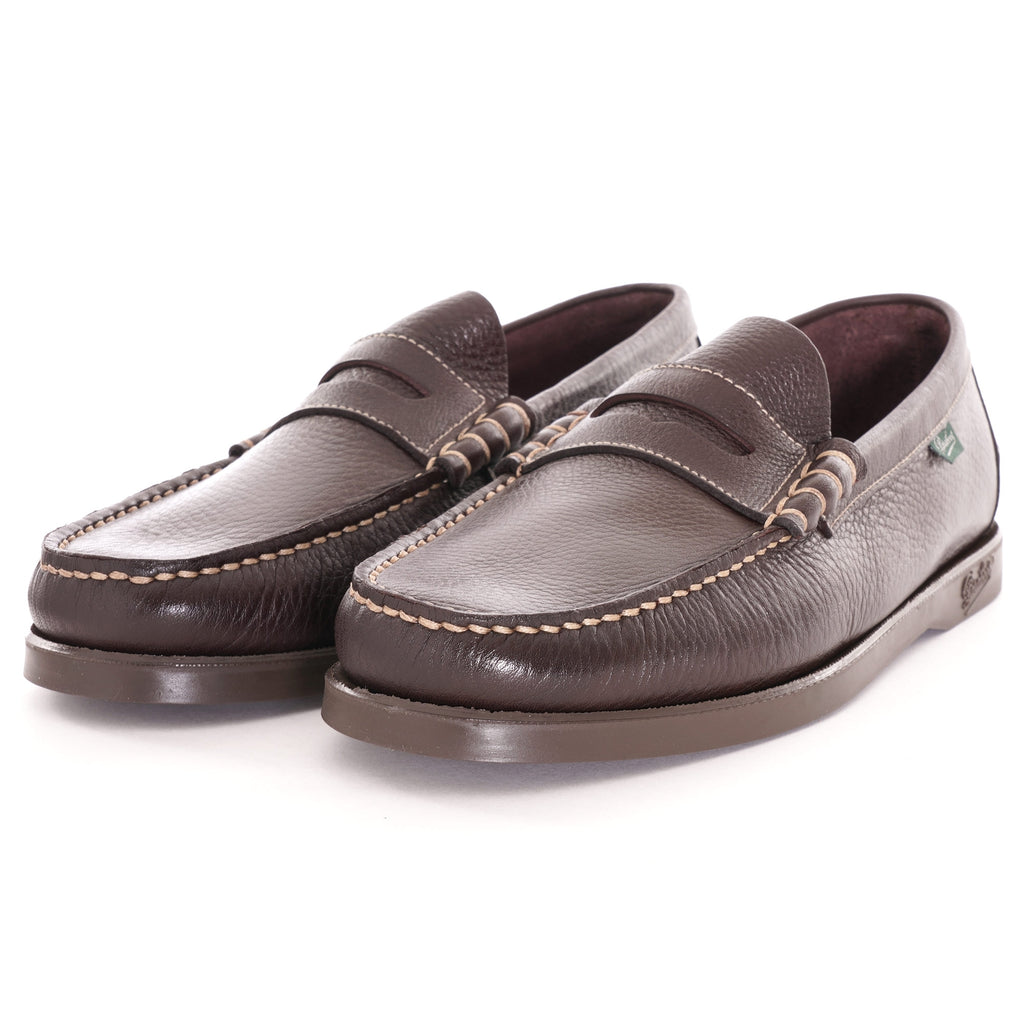 Pair of brown leather Paraboot Coraux loafers.
