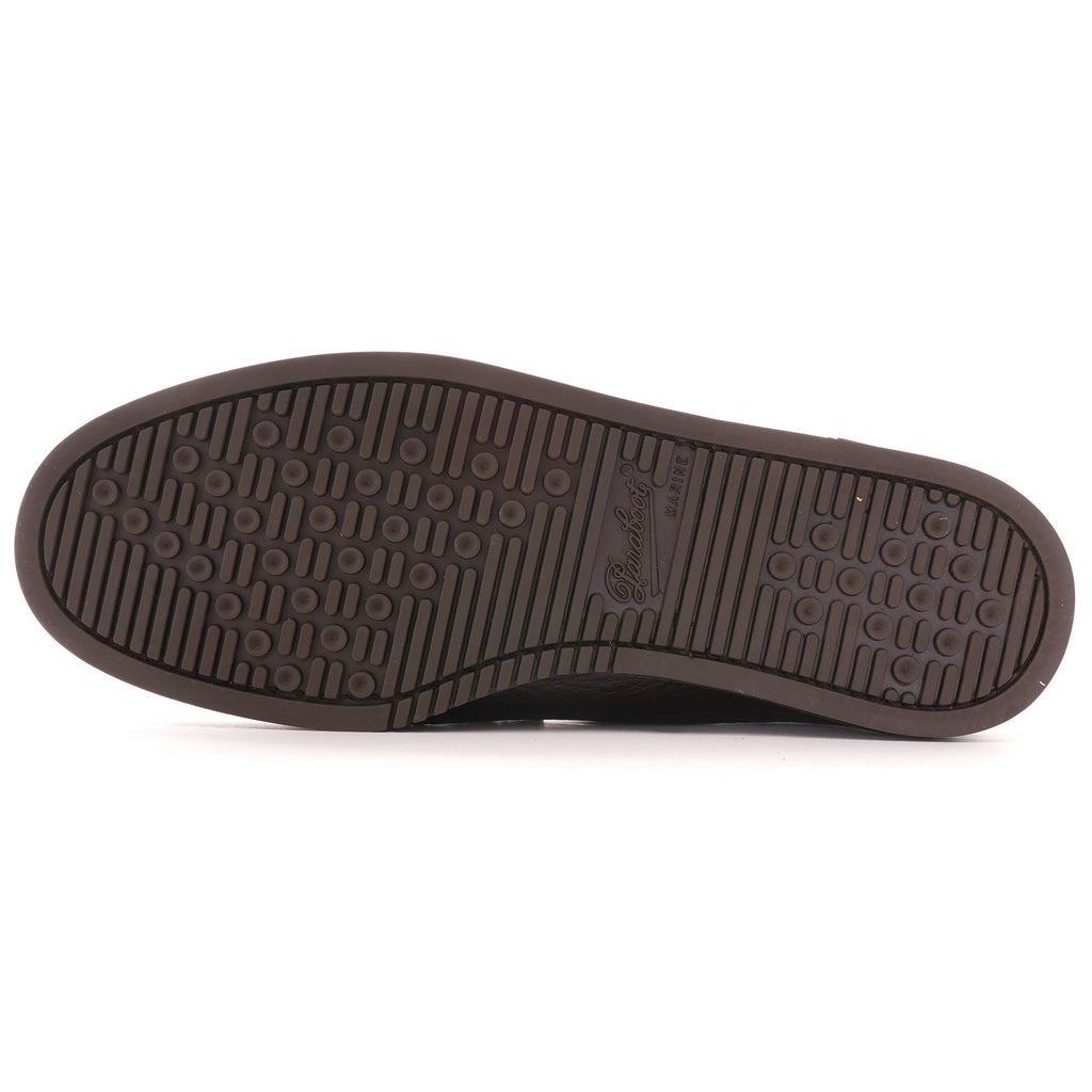 Sole of a brown leather Paraboot Coraux loafer, displaying textured grip.