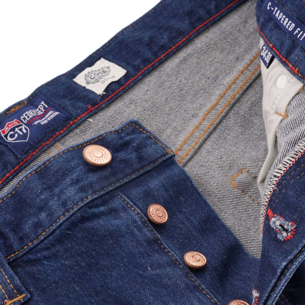 C17 Jeans Cone Mills Denim Regular Tapered Comfort Fit - 1 Year Rinsed Indigo Wash