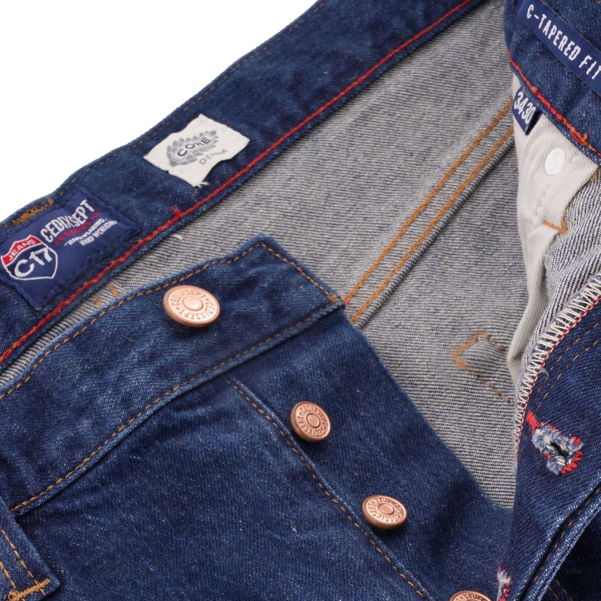 C17 Jeans Cone Mills Denim Regular Tapered Comfort Fit - 1 Year Rinsed Indigo Wash