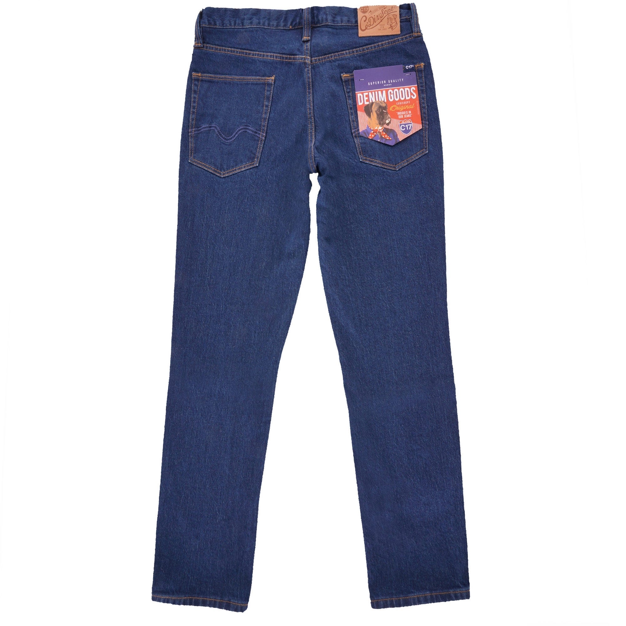 C17 Jeans Cone Mills Denim Slim Straight Comfort Fit - 1 Year Indigo Rinsed Wash