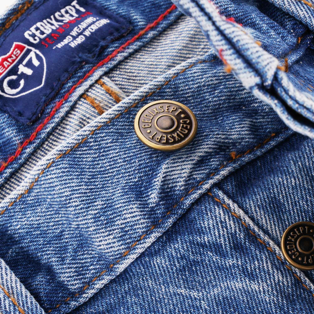 C17 Jeans Cone Mills Denim Slim Straight Comfort Fit - 2 Year Vintage Wash