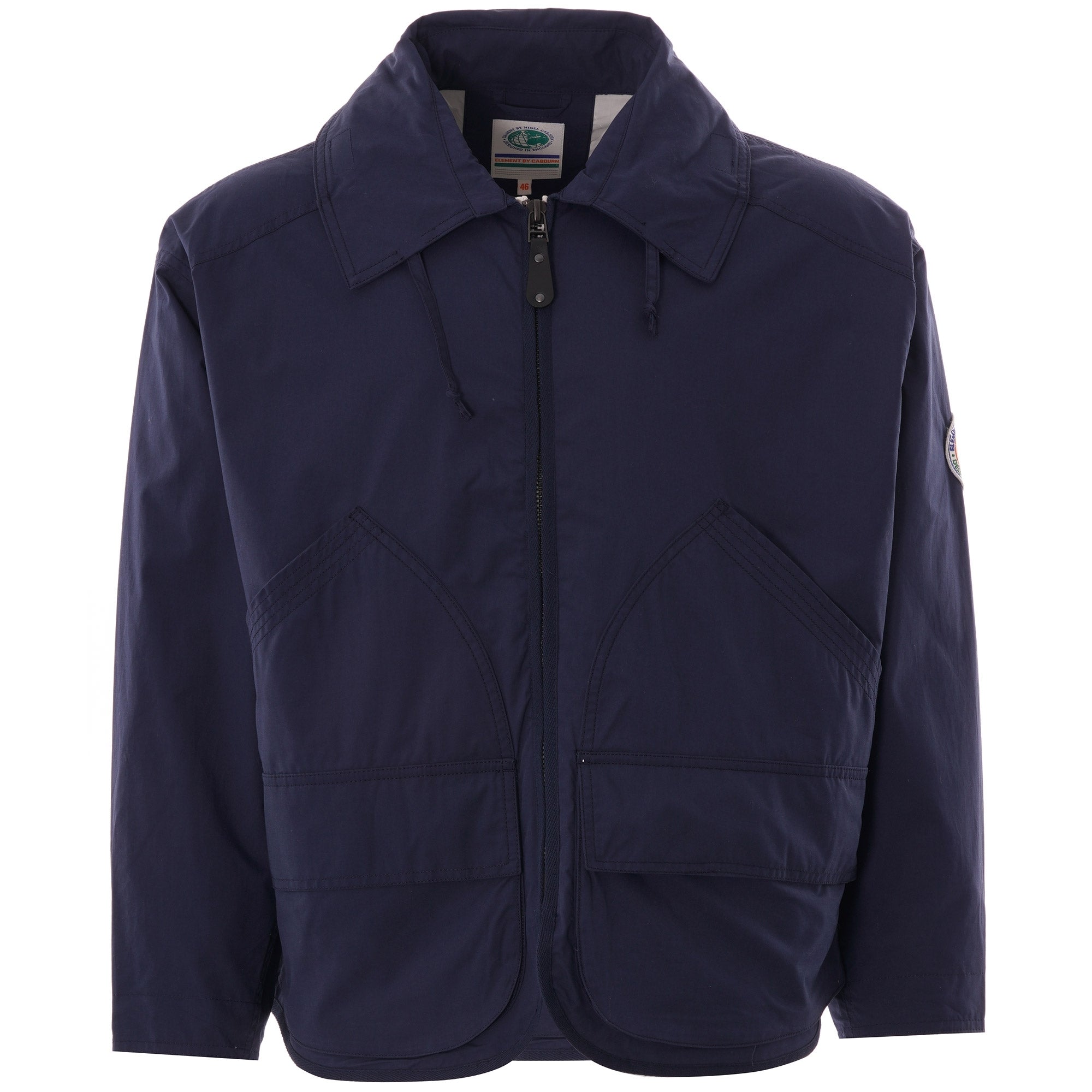 Full shot of the Nigel Cabourn x Element Alder Jacket in navy blue.