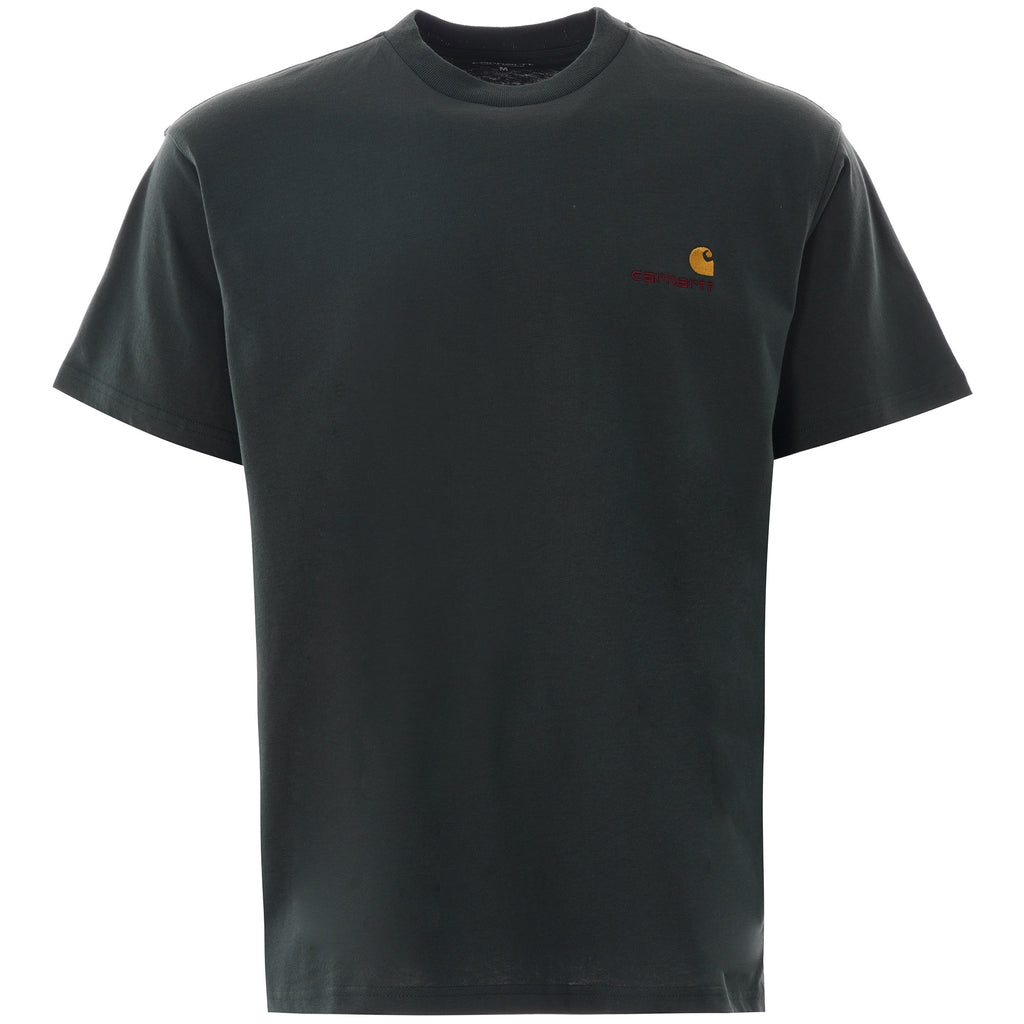 A full-length view of the Carhartt Chase T-Shirt in dark green.