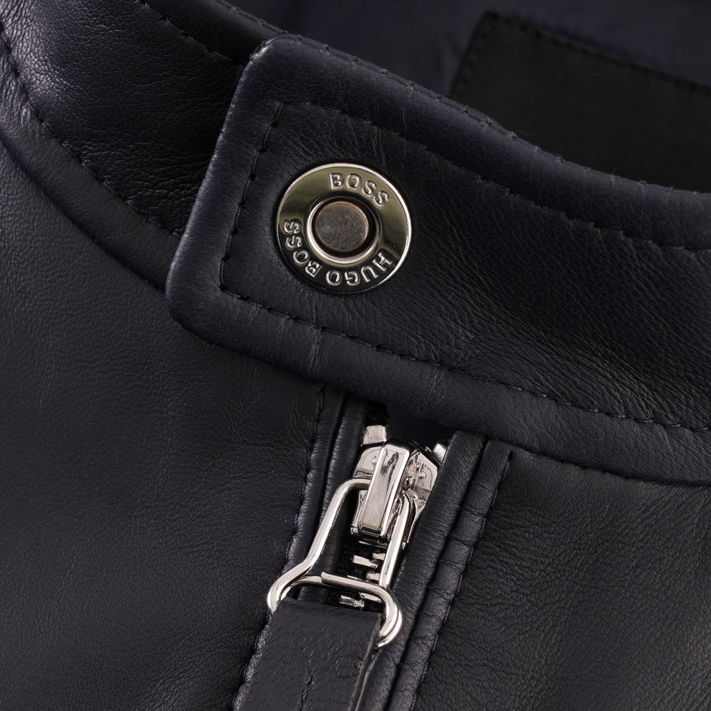 Boss Leather Biker Jacket - Dark Blue