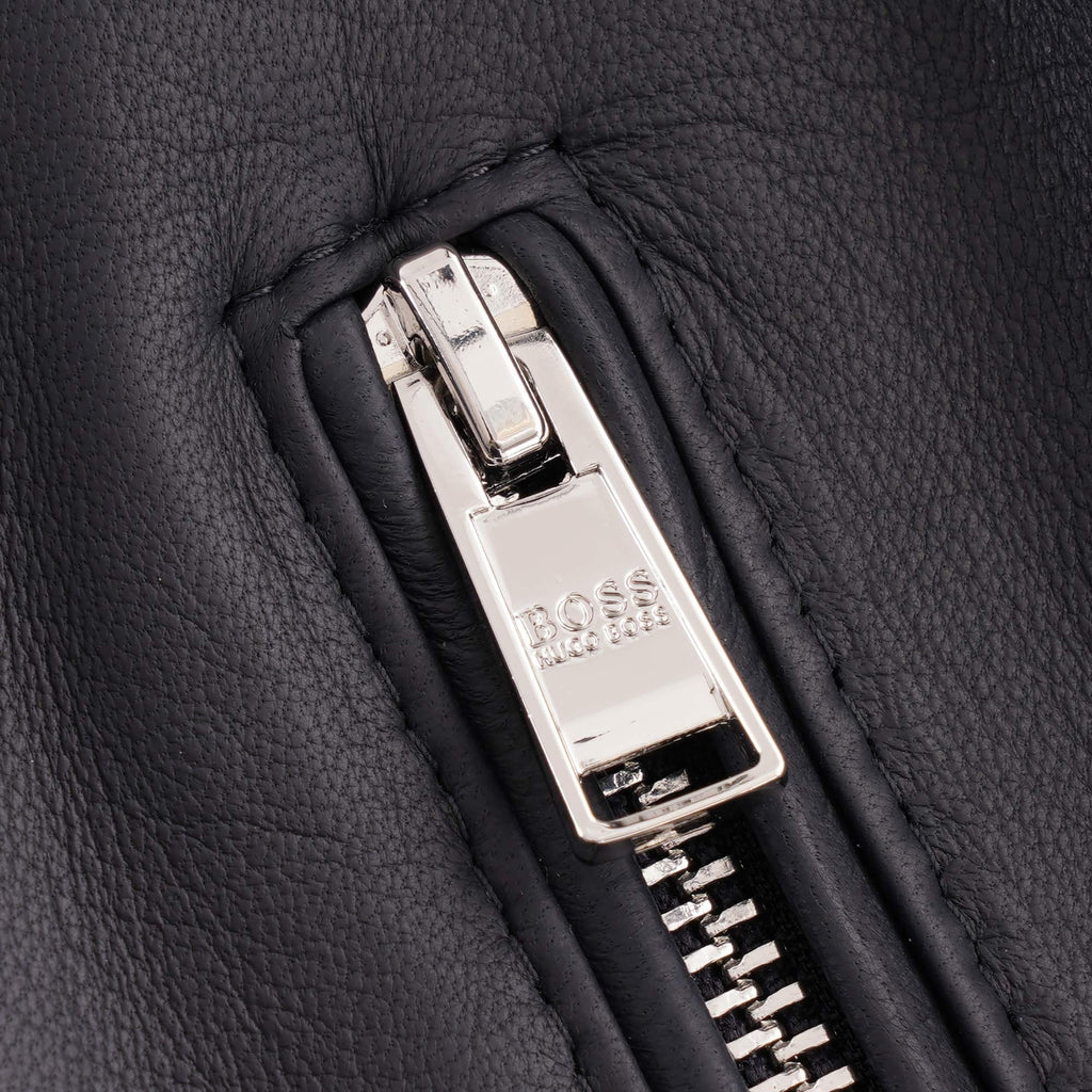 Boss Leather Biker Jacket - Dark Blue