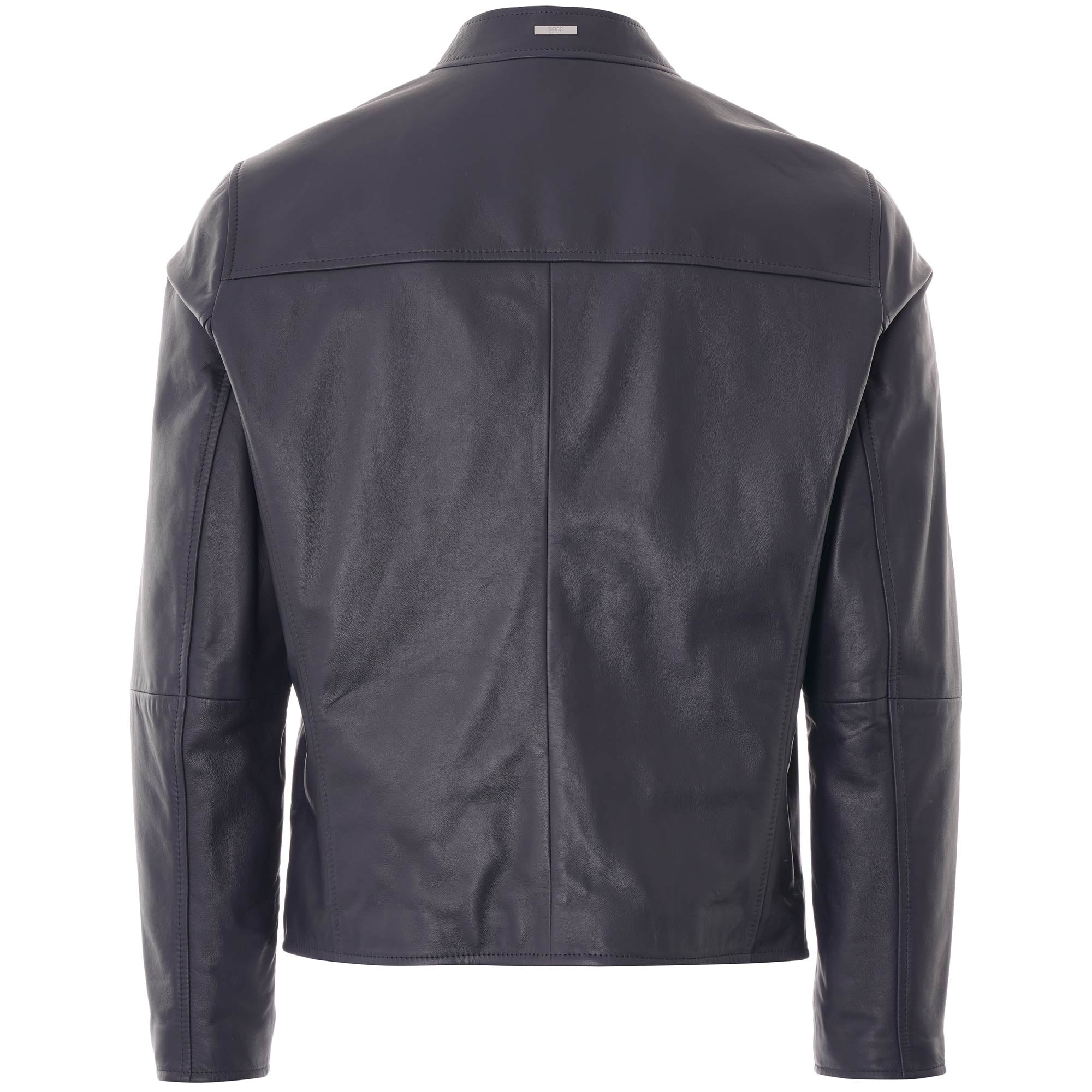 Boss Leather Biker Jacket - Dark Blue