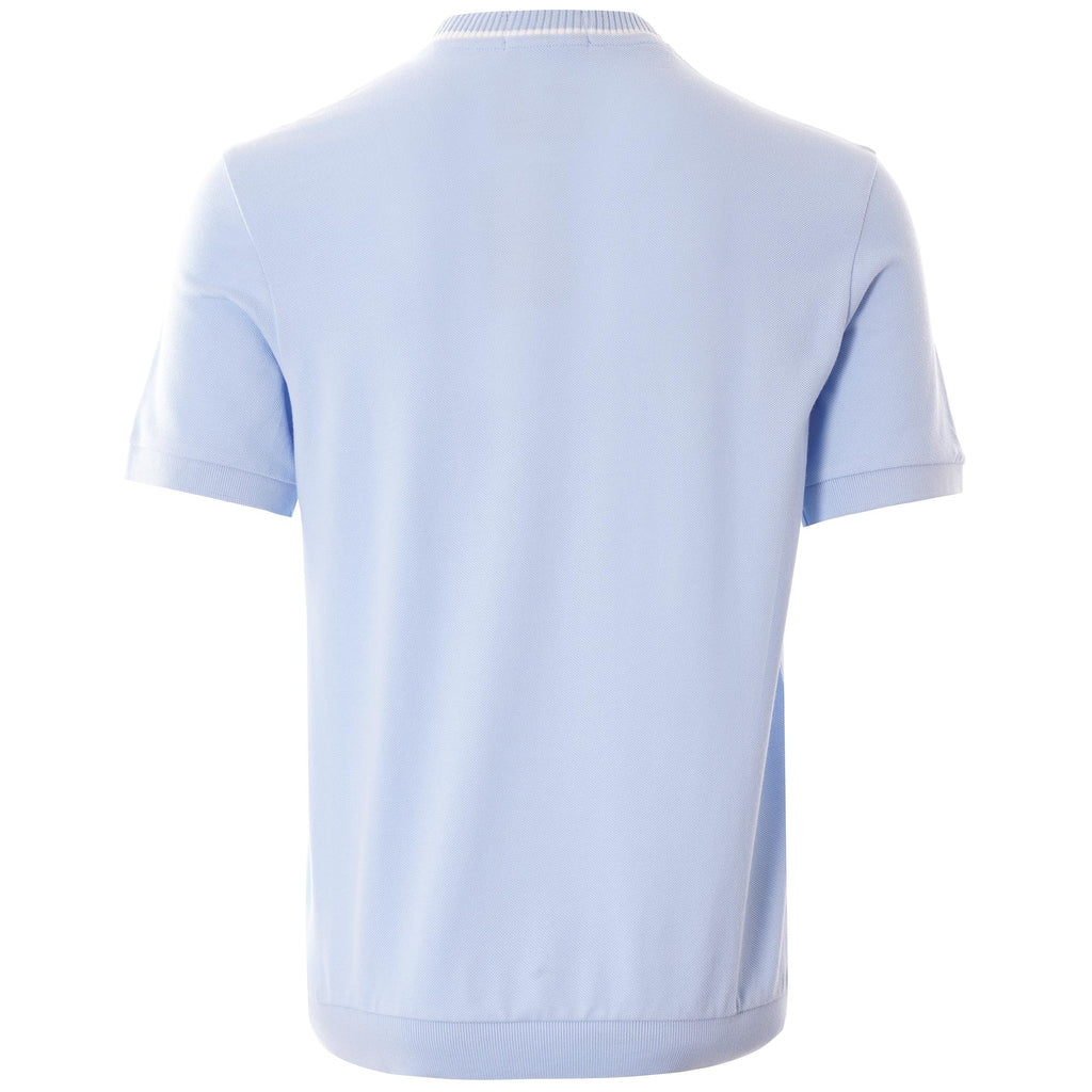 Rear view of the Fred Perry Reissues crew neck t-shirt in light blue.