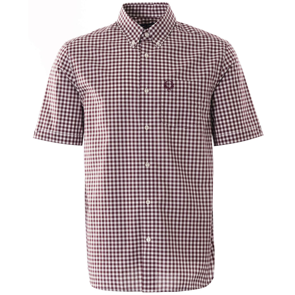 Fred Perry Short Sleeve Gingham Shirt - Mahogany