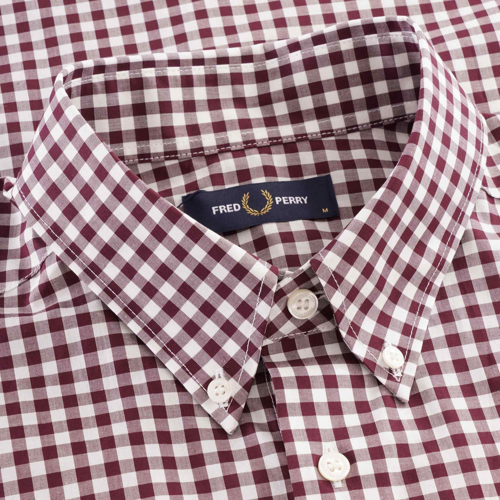 Fred Perry Short Sleeve Gingham Shirt - Mahogany