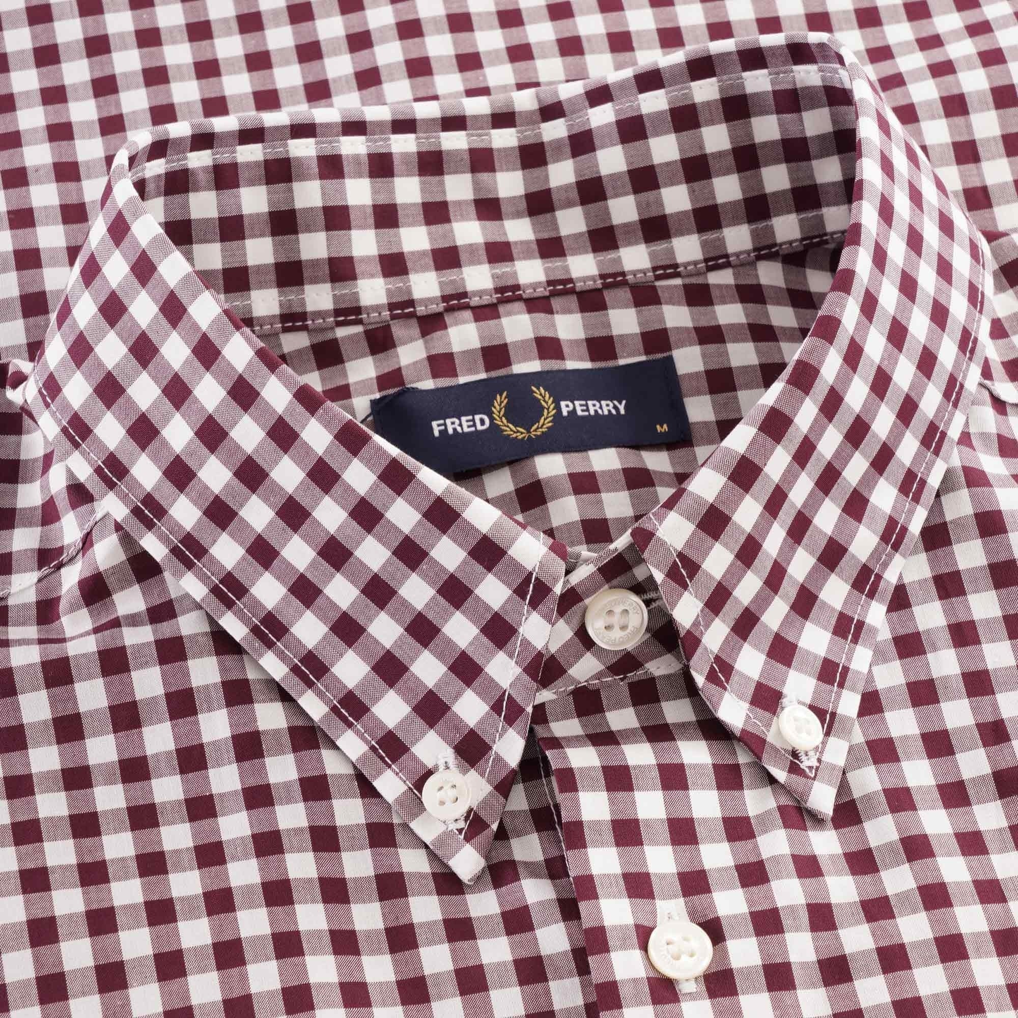 Fred Perry Short Sleeve Gingham Shirt - Mahogany