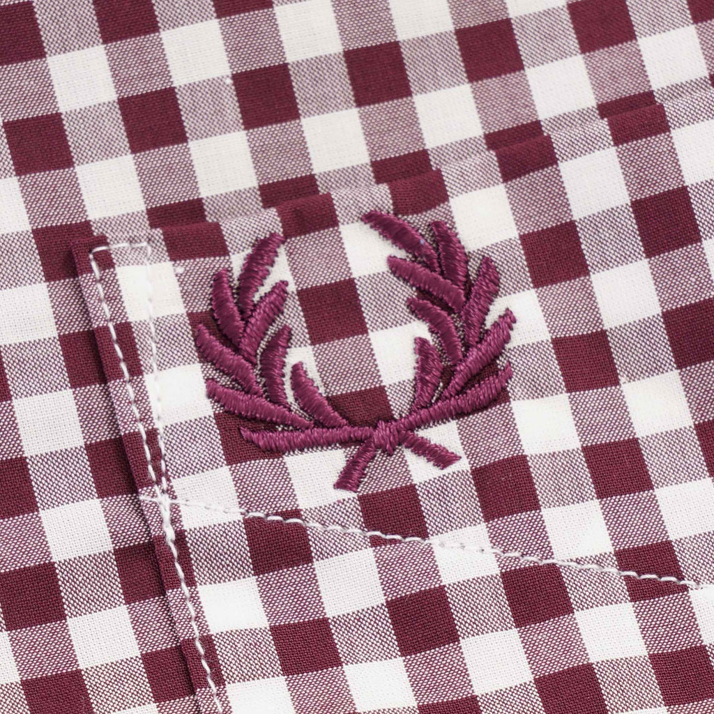 Fred Perry Short Sleeve Gingham Shirt - Mahogany