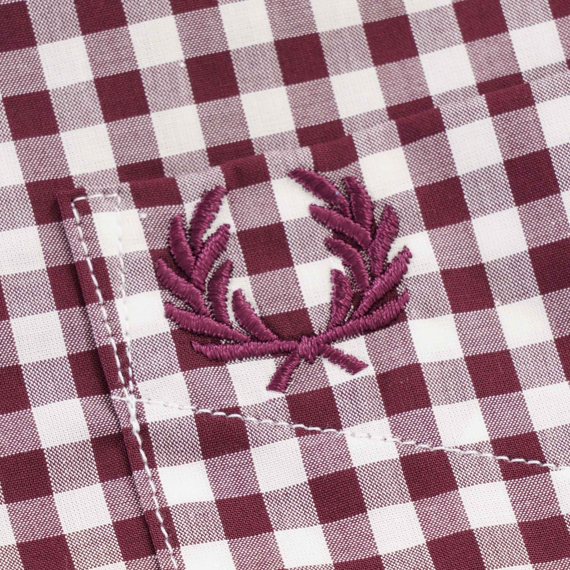 Fred Perry Short Sleeve Gingham Shirt - Mahogany