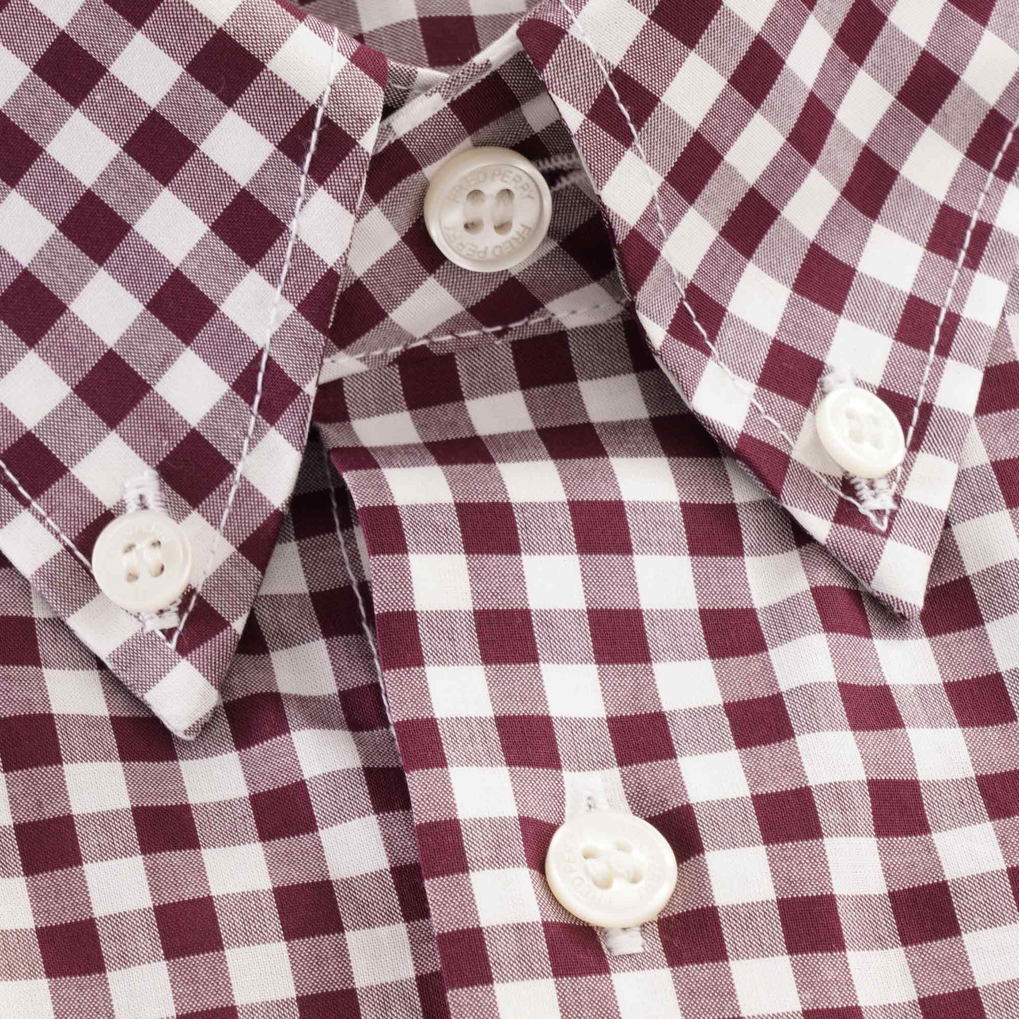 Fred Perry Short Sleeve Gingham Shirt - Mahogany