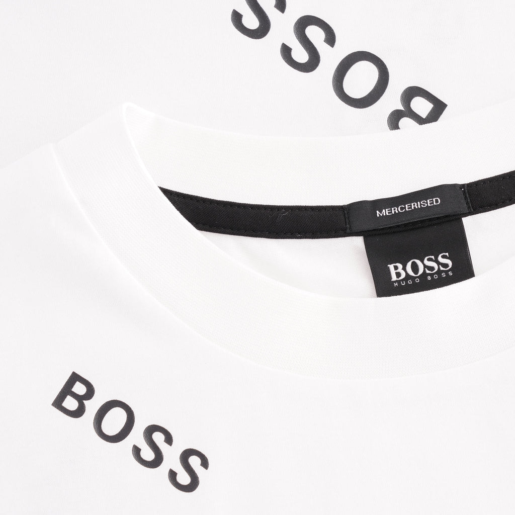 Boss Cotton-Jersey T-Shirt All Over Logo Print - White