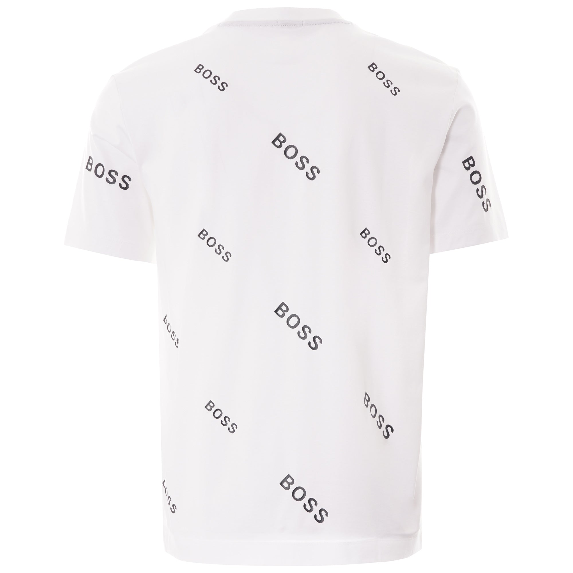 Boss Cotton-Jersey T-Shirt All Over Logo Print - White