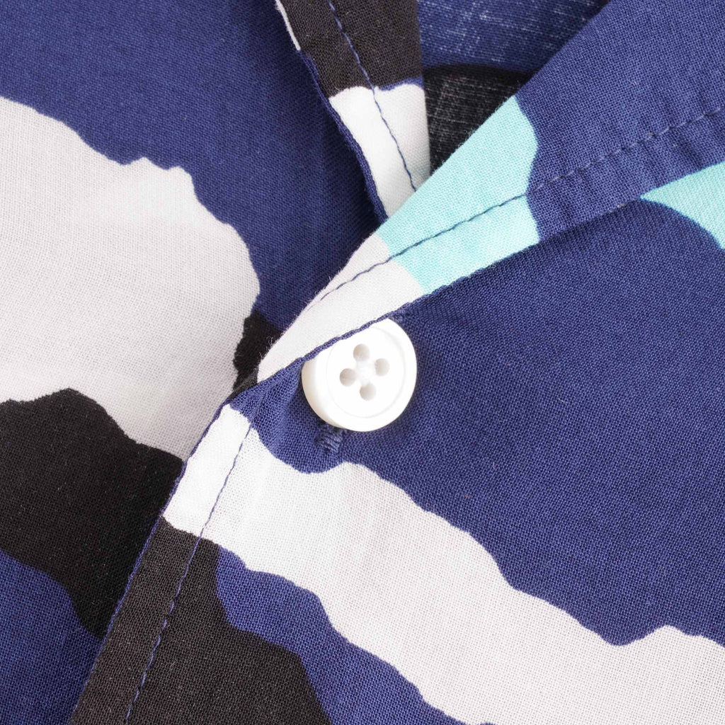 Boss Seasonal Print Camp Collar Shirt - Dark Blue