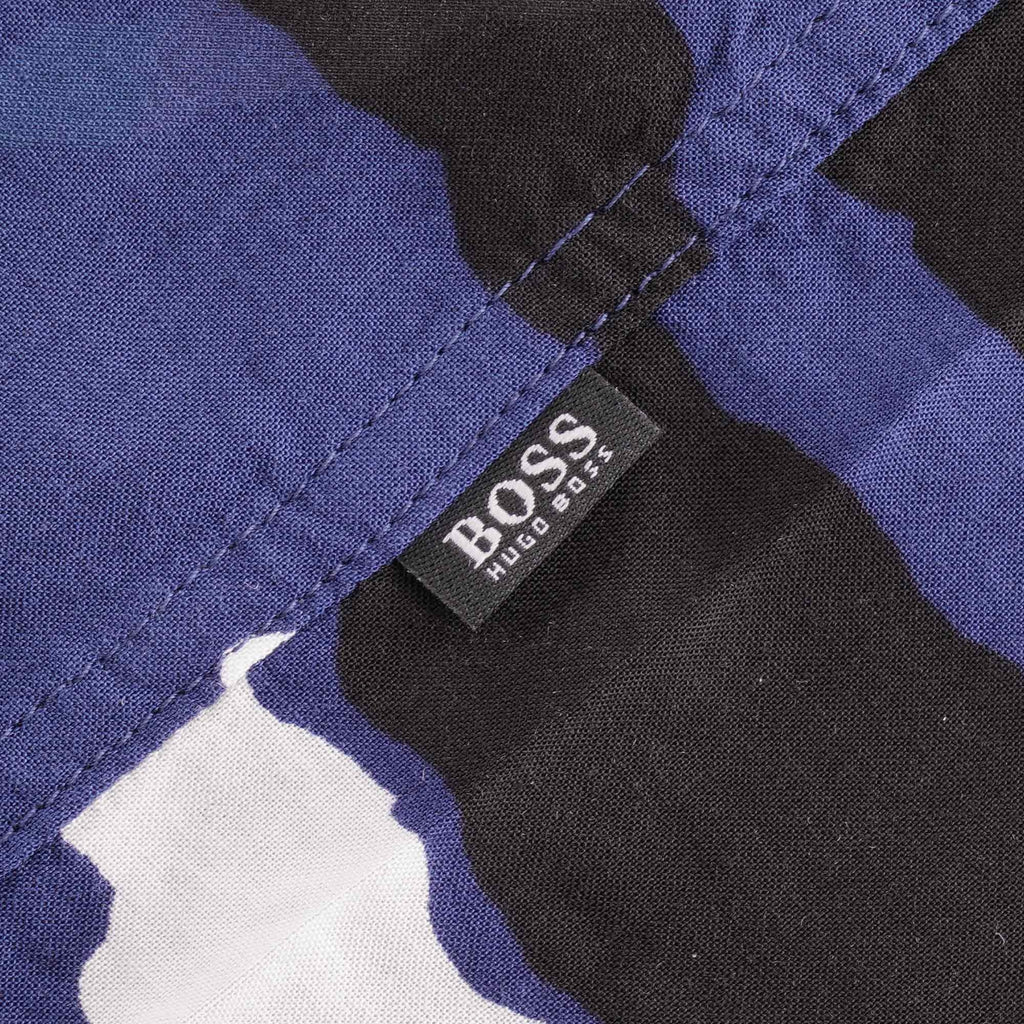 Boss Seasonal Print Camp Collar Shirt - Dark Blue