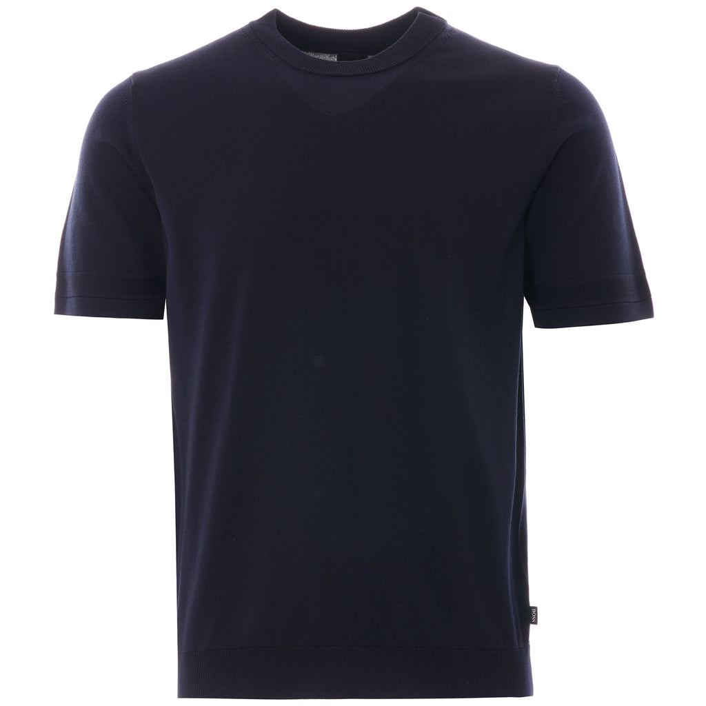 Boss Short Sleeve Knitted Sweater - Dark Blue