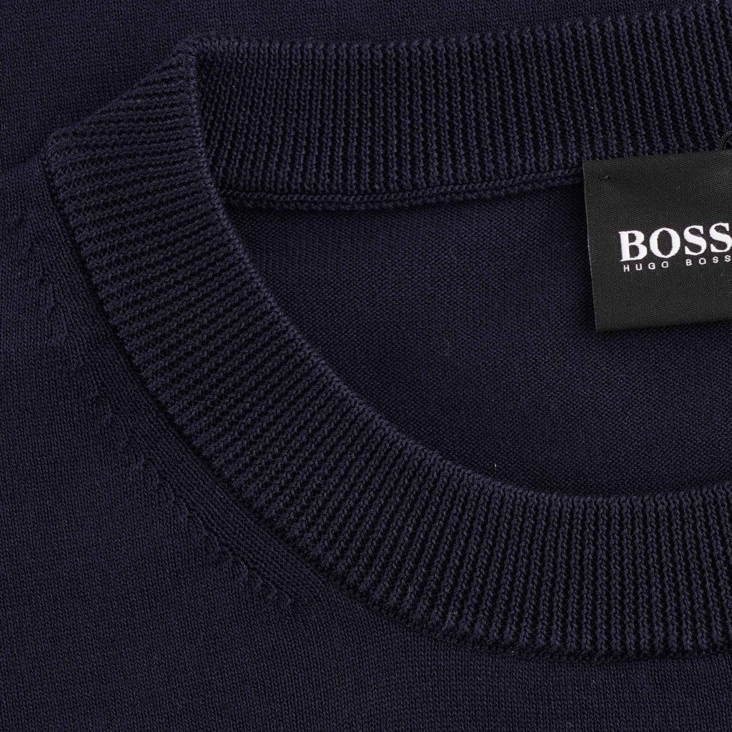 Boss Short Sleeve Knitted Sweater - Dark Blue