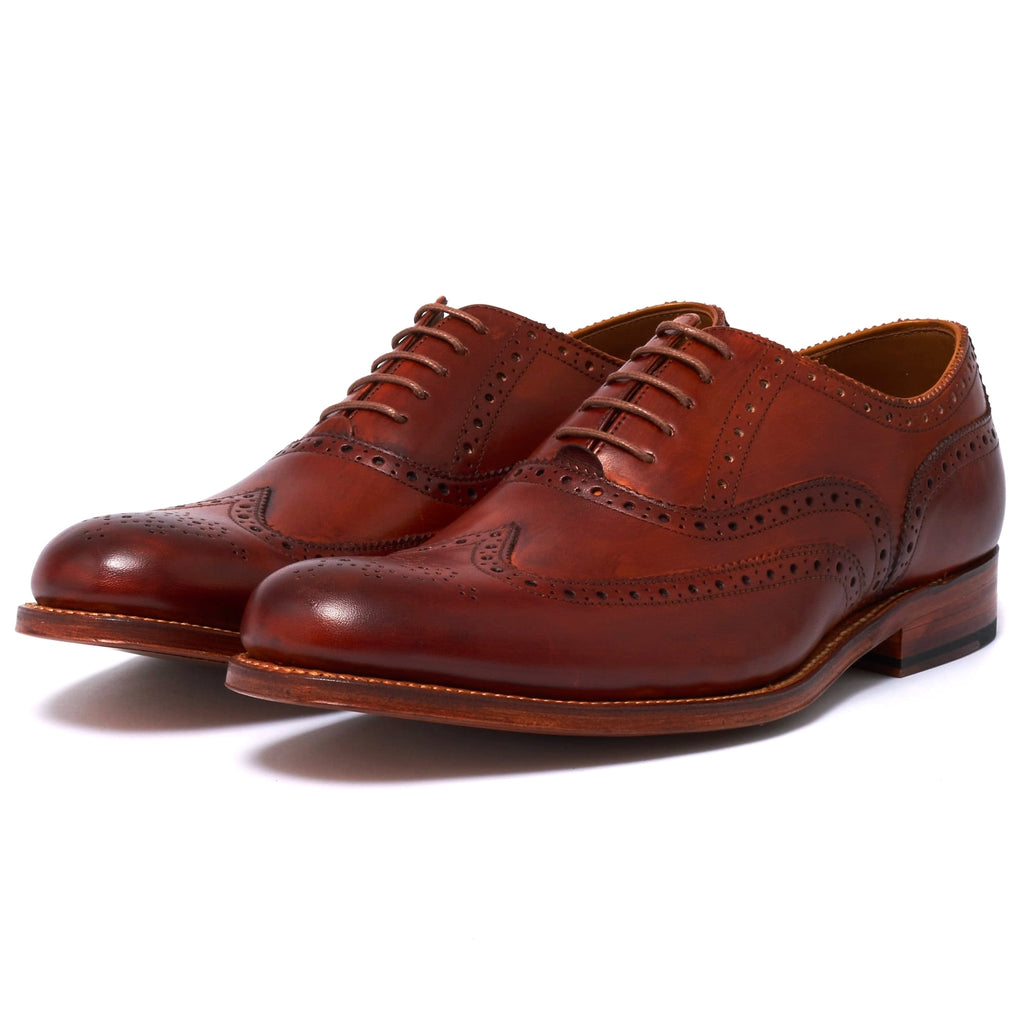 Grenson Dylan Oxford Brogue Shoes - Tan