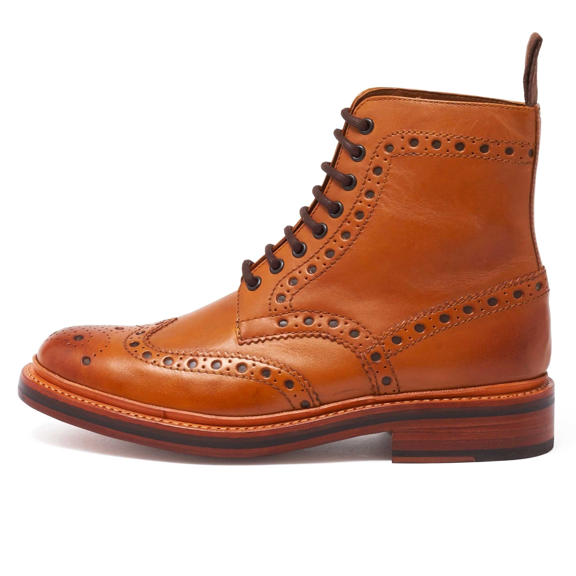 Fred Calf Brogue Boots - Tan