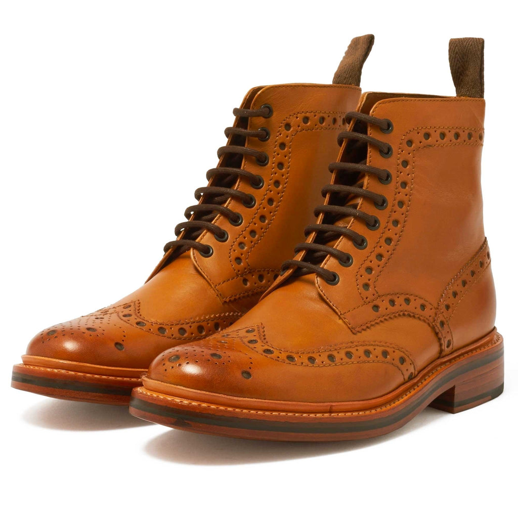 Fred Calf Brogue Boots - Tan