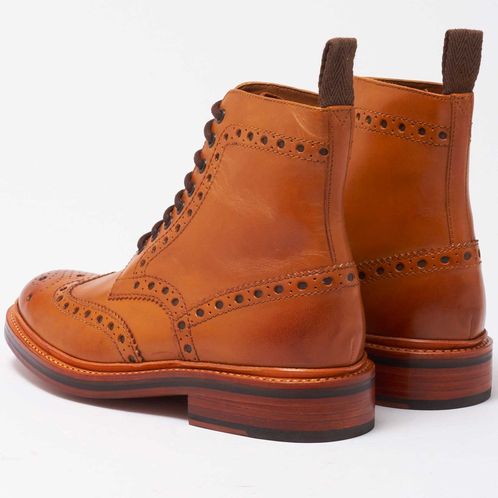 Fred Calf Brogue Boots - Tan