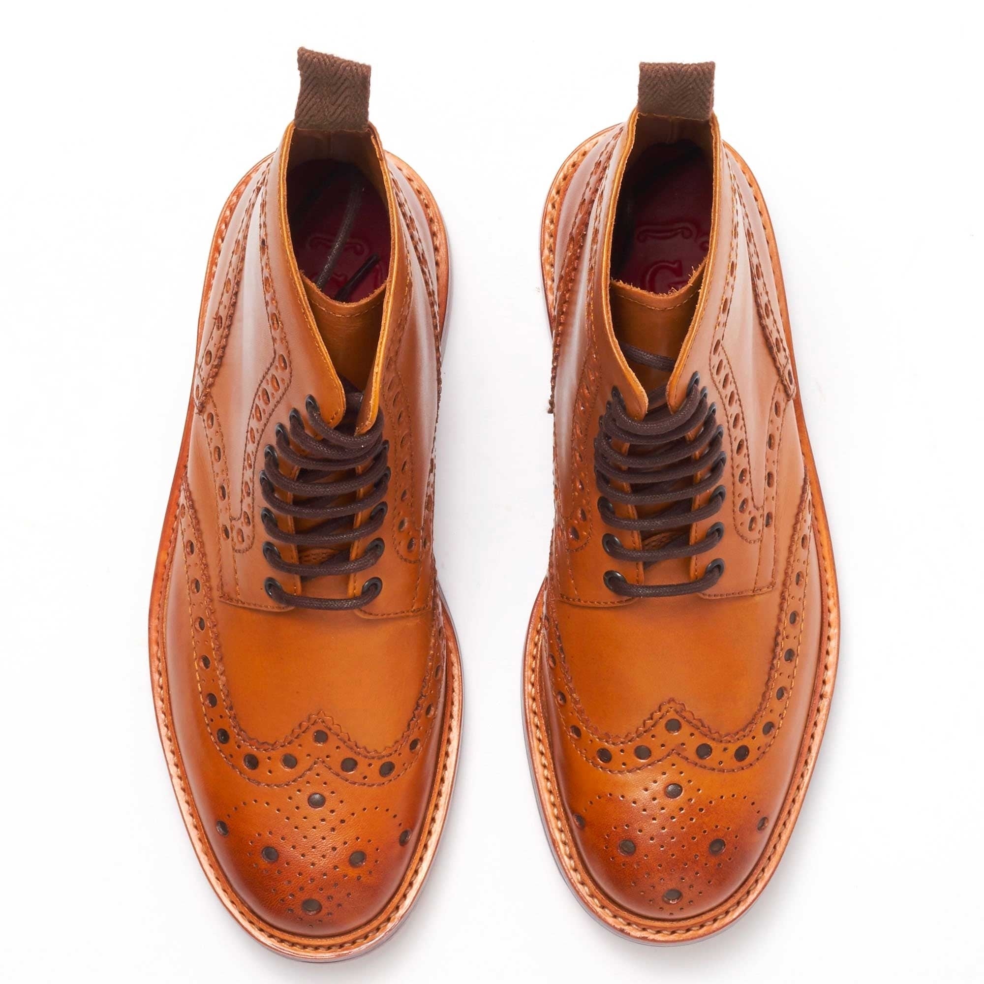 Fred Calf Brogue Boots - Tan
